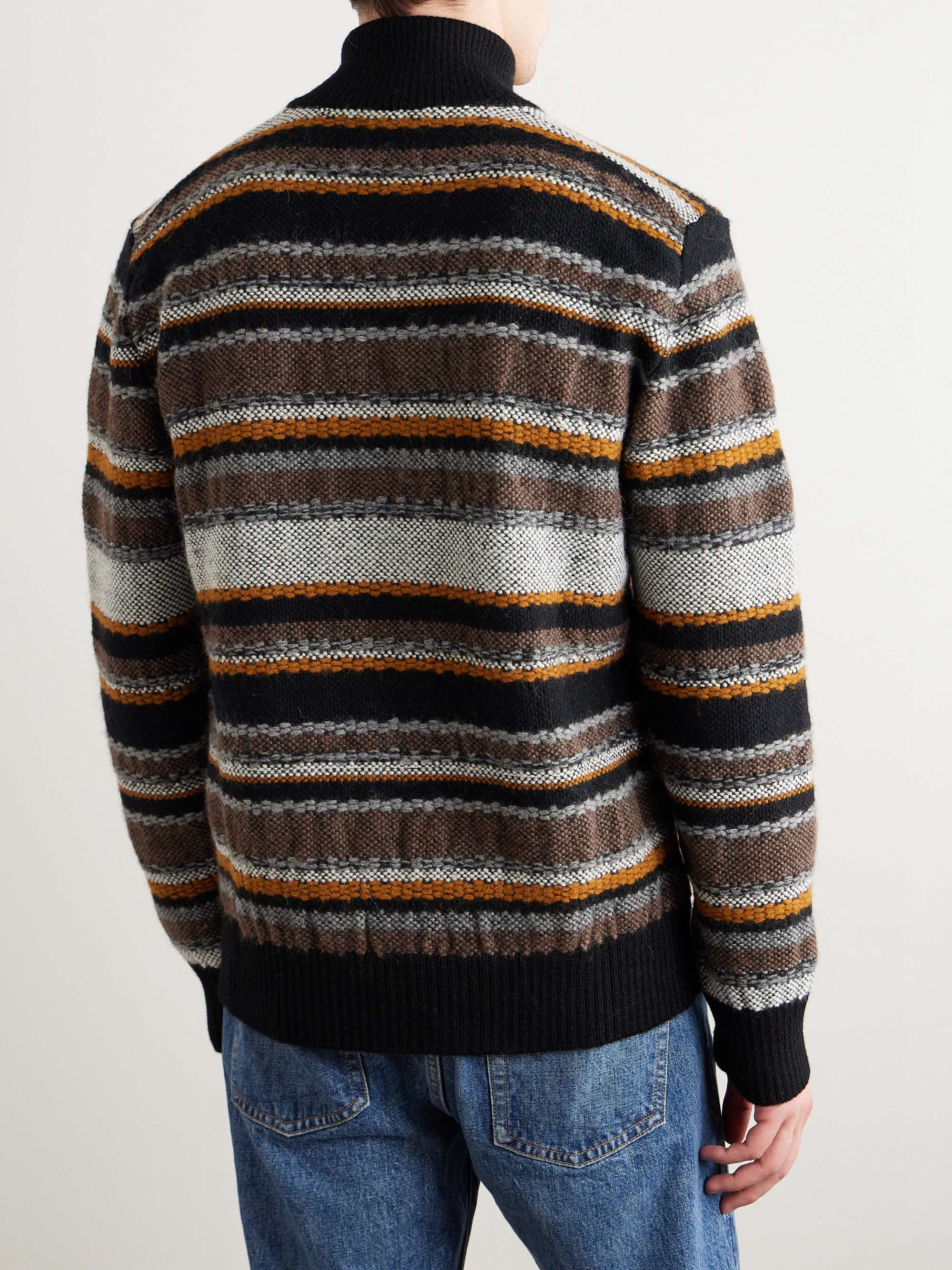 MR P. Striped Virgin Wool and Alpaca-Blend Jacquard Zip-Up Cardigan for ...