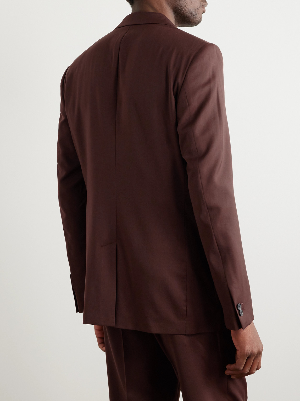 Shop Mr P Slim-fit Wool-twill Suit Jacket In Brown