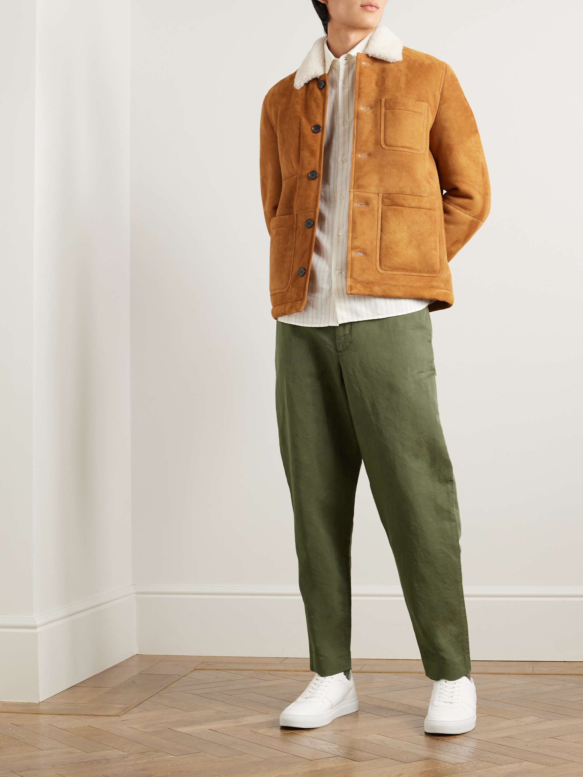 MR P. James Tapered Cotton and Linen-Blend Twill Drawstring Trousers ...