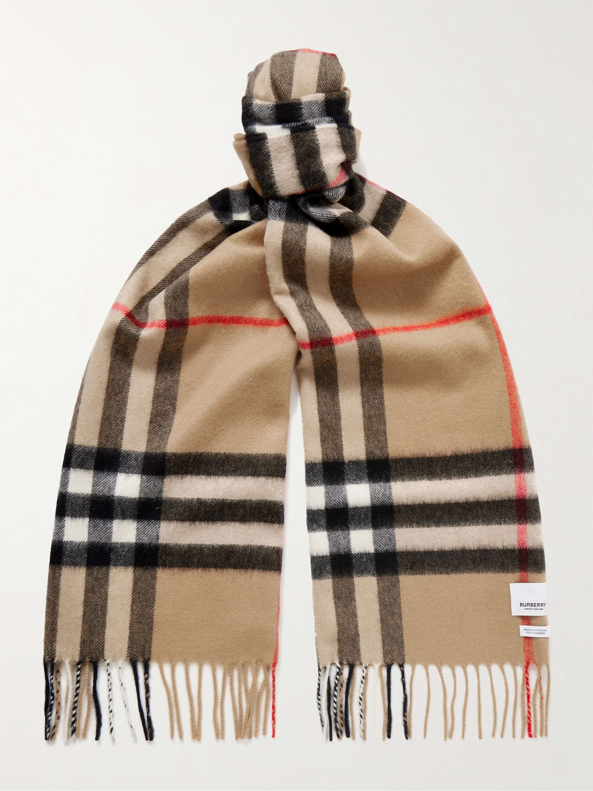 BURBERRY Fringed Checked Cashmere Scarf for Men | MR PORTER