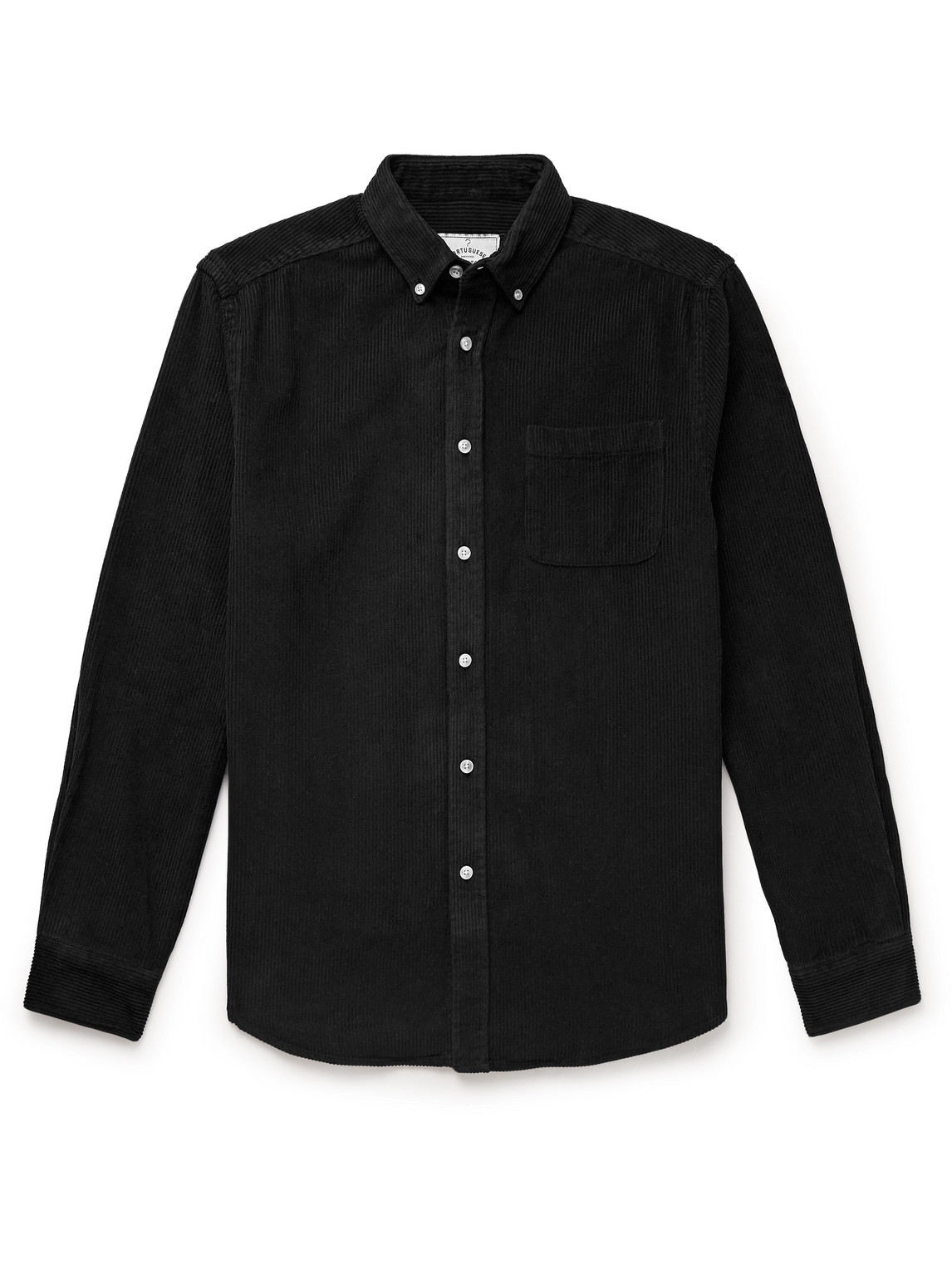 Portuguese Flannel Lobo Button-down Collar Cotton-corduroy Shirt In Black