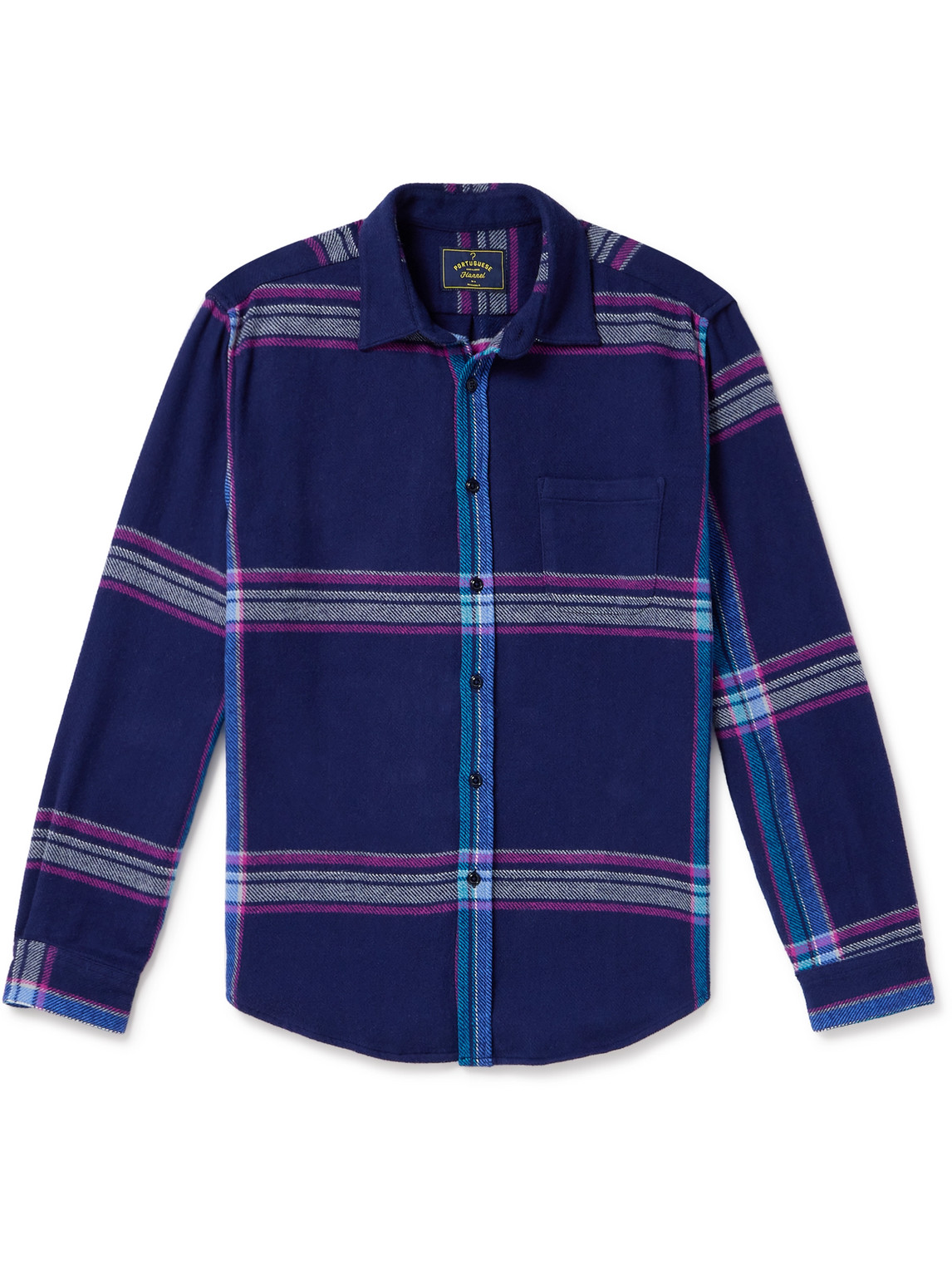 Shop Portuguese Flannel Checked Cotton-flannel Shirt In Blue
