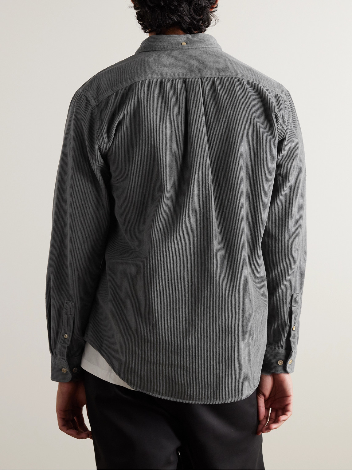 Shop Portuguese Flannel Lobo Button-down Collar Cotton-corduroy Shirt In Gray