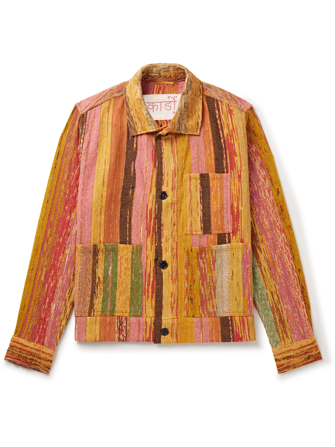 Kardo Bodhi Embroidered Cotton Chore Jacket In Orange