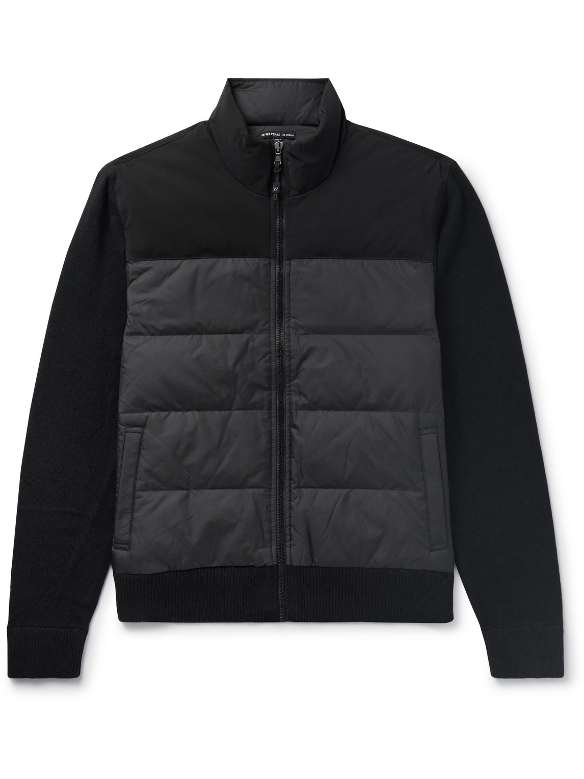 James Perse Quilted Nylon-panelled Wool And Cashmere-blend Down Jacket In Black