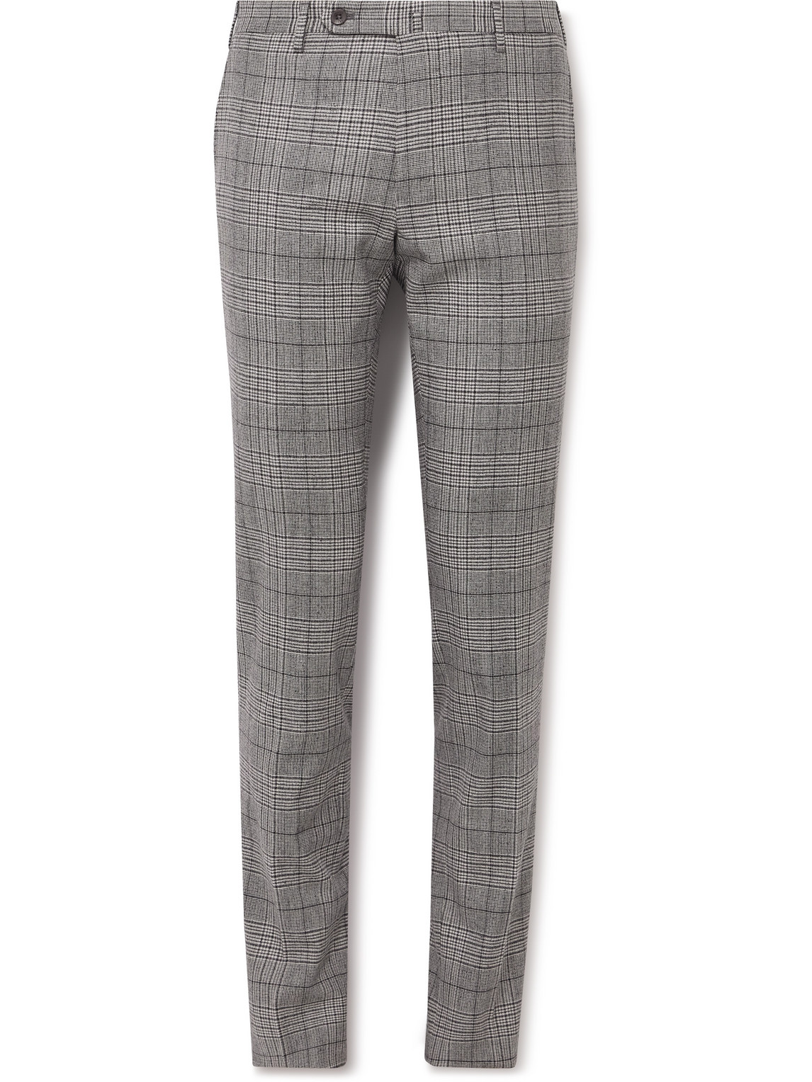 Shop Incotex Slim-fit Tapered Prince Of Wales Checked Virgin Wool-blend Trousers In Gray