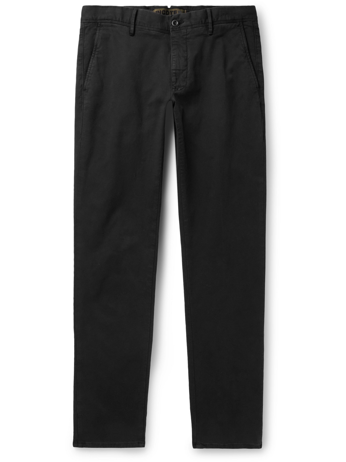 Shop Incotex Slim-fit Tapered Stretch-cotton Trousers In Black
