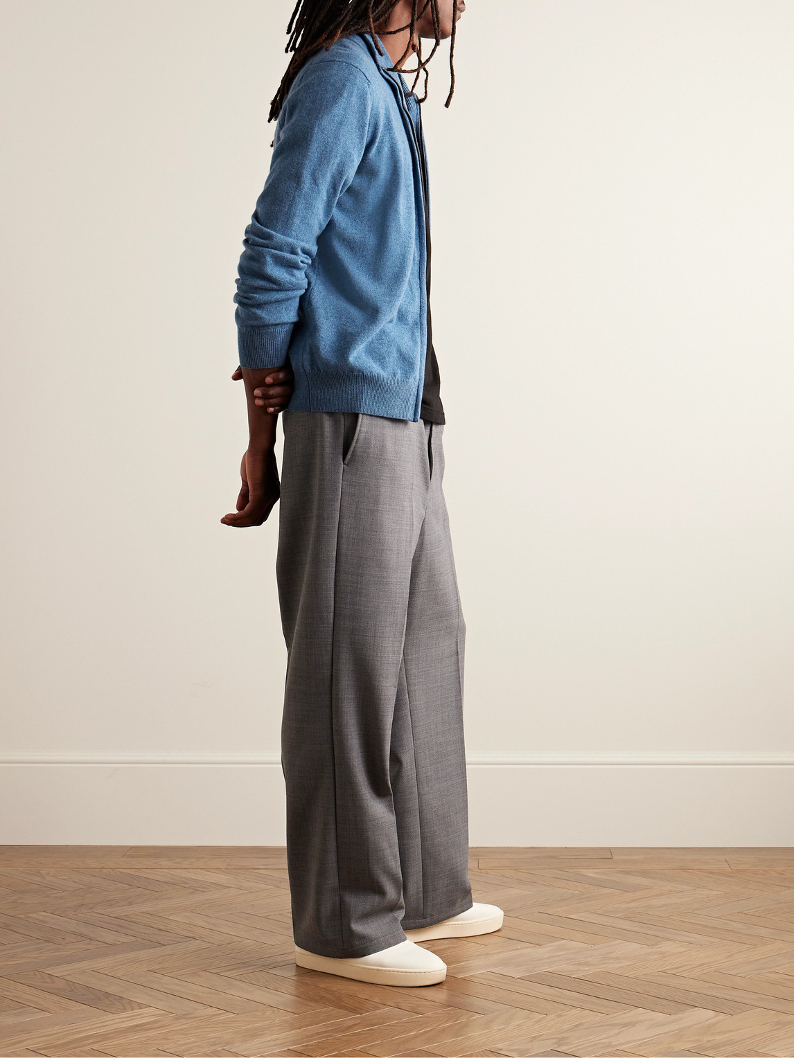 Shop Piacenza 1733 Slim-fit Cashmere Zip-up Cardigan In Blue