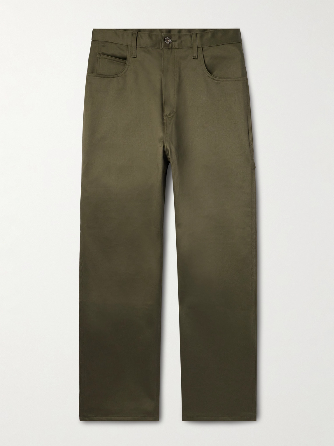 Monitaly Straight-leg Cotton-sateen Trousers In Green
