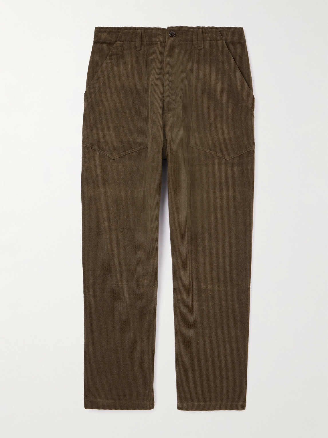 Monitaly Fatigue Straight-leg Cotton-corduroy Trousers In Brown