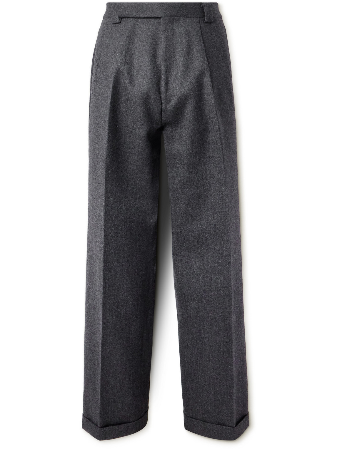 Kaptain Sunshine Wide-leg Pleated Wool Suit Trousers In Grey