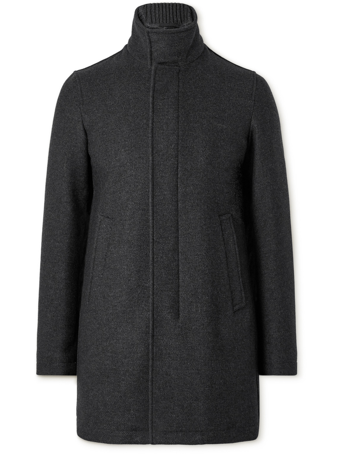 Herno Padded Brushed Wool-blend Twill Coat In Gray
