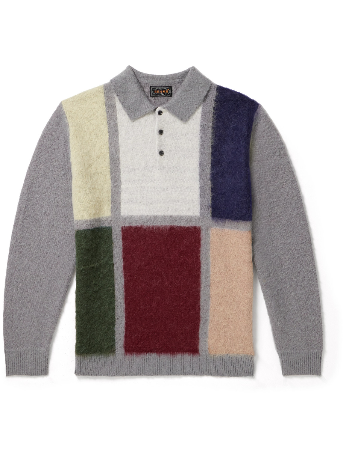 Beams Colour-block Intarsia-knit Jumper In Grey