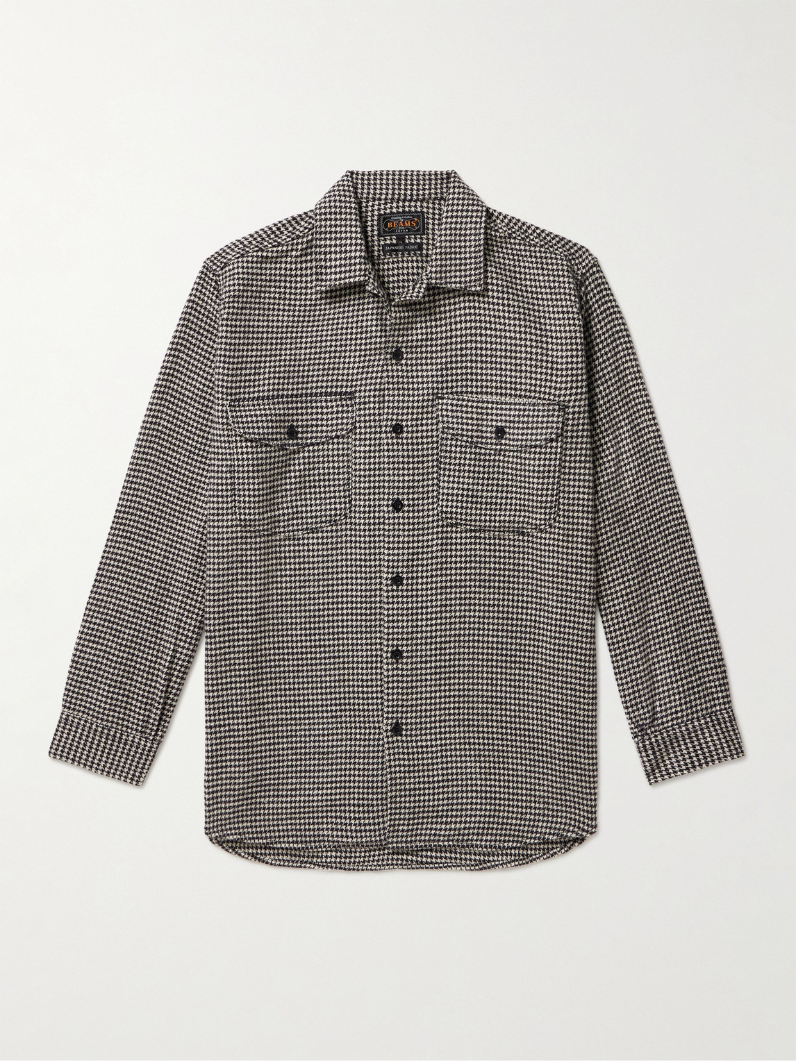 Beams Brushed Houndstooth Cotton-blend Jacquard Overshirt In Grey