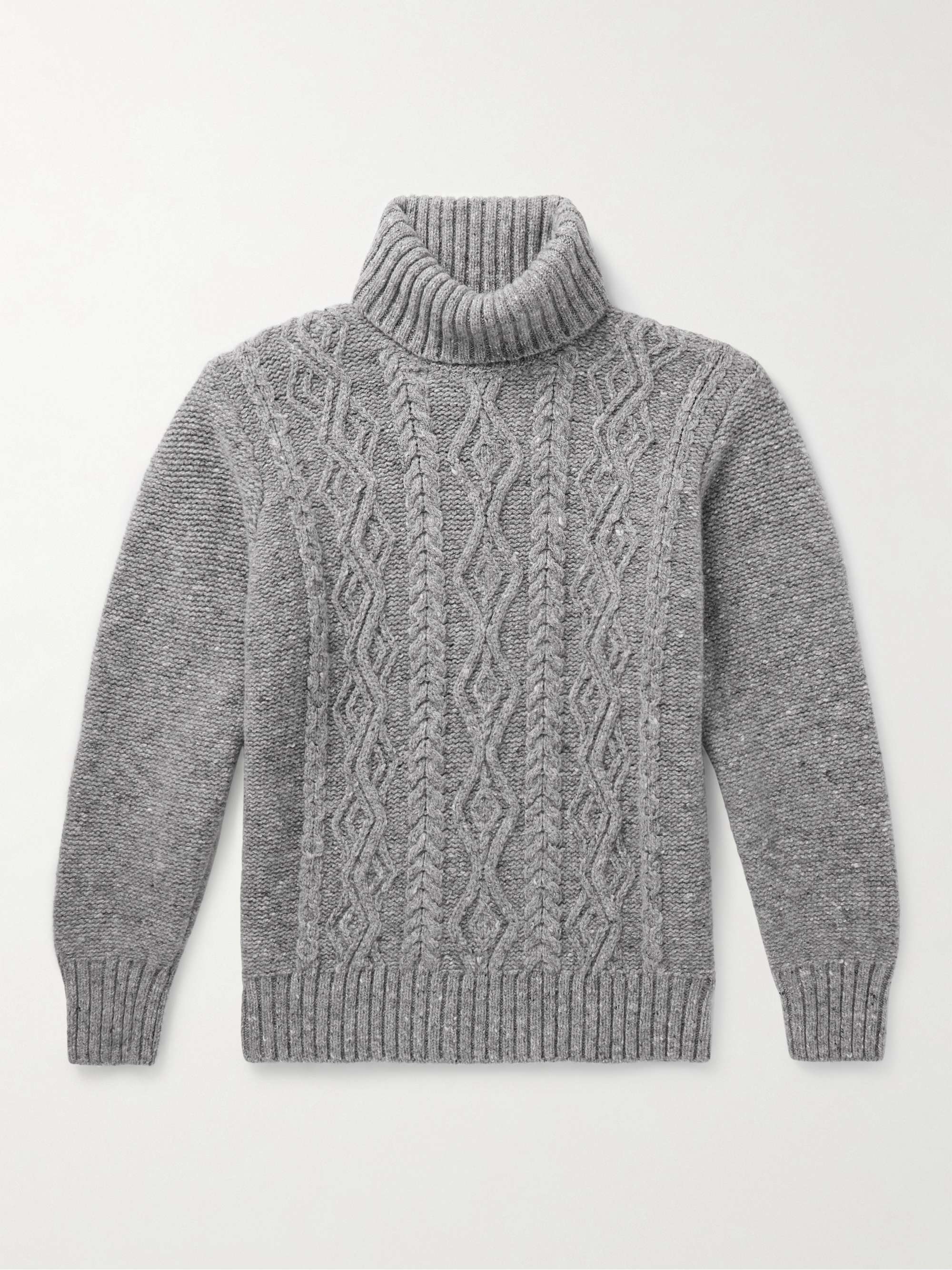 INIS MEÁIN Cable-Knit Donegal Merino Wool and Cashmere-Blend Rollneck  Sweater for Men | MR PORTER