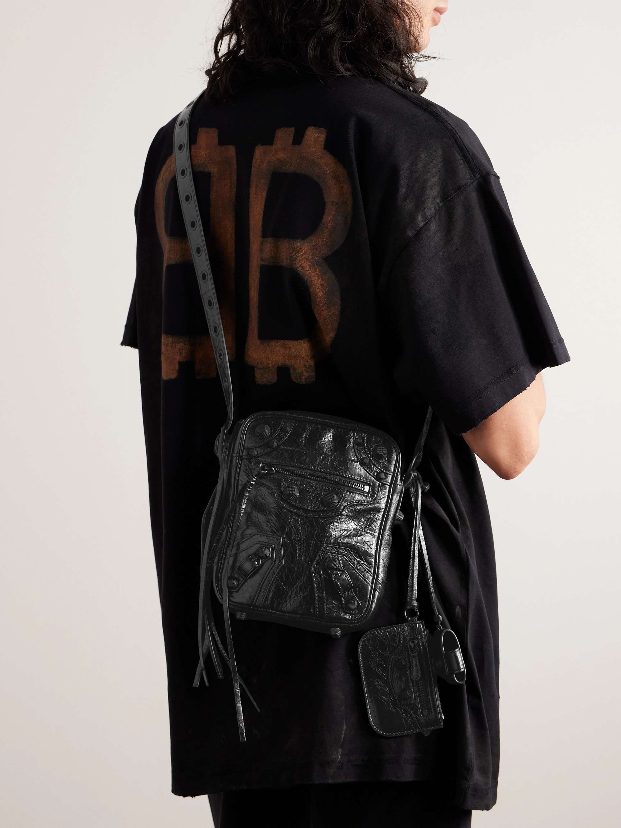 BALENCIAGA Le Cagole Cracked-Leather Messenger Bag for Men | MR PORTER