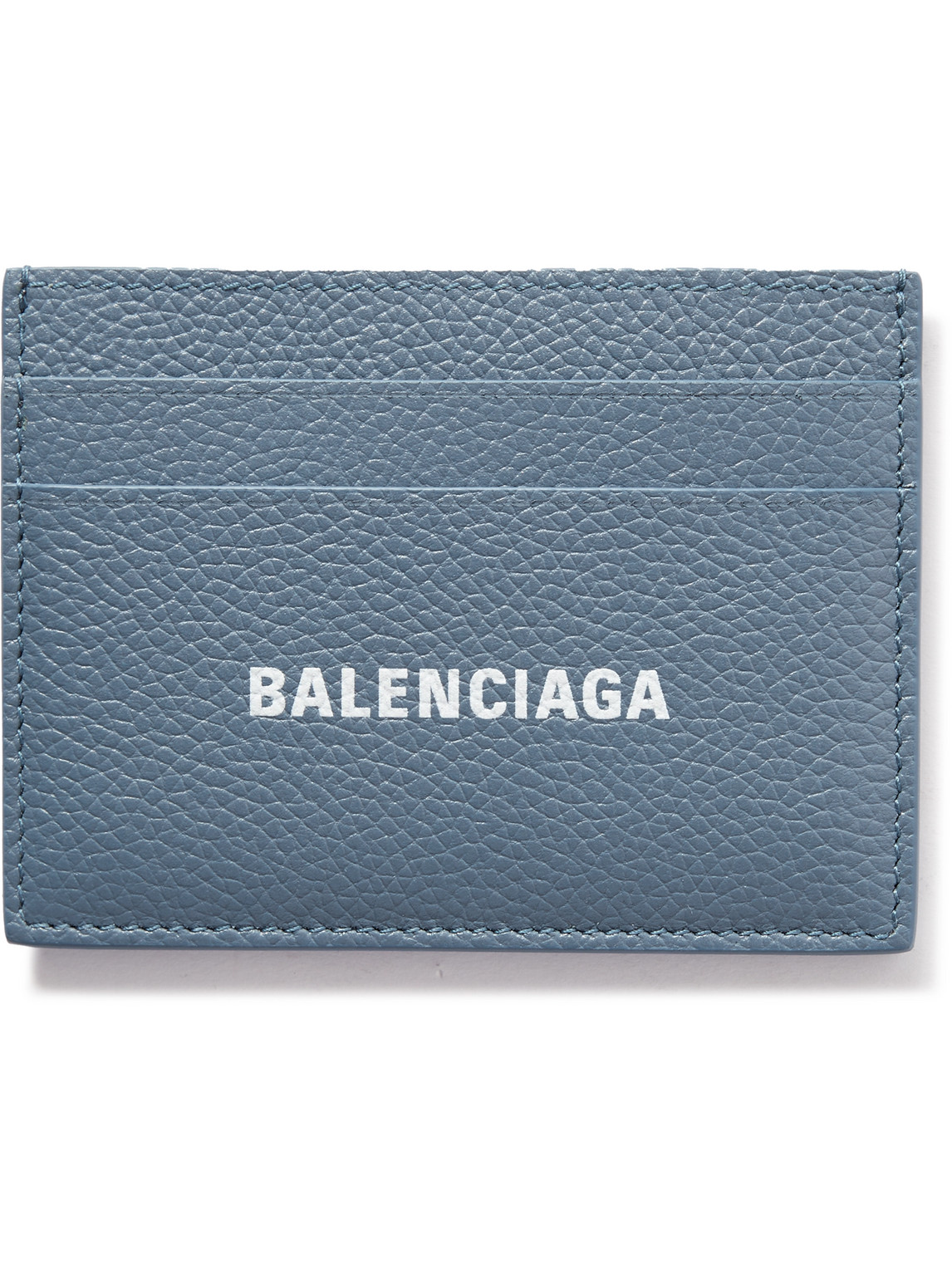 Balenciaga Logo-print Full-grain Leather Cardholder In Blue