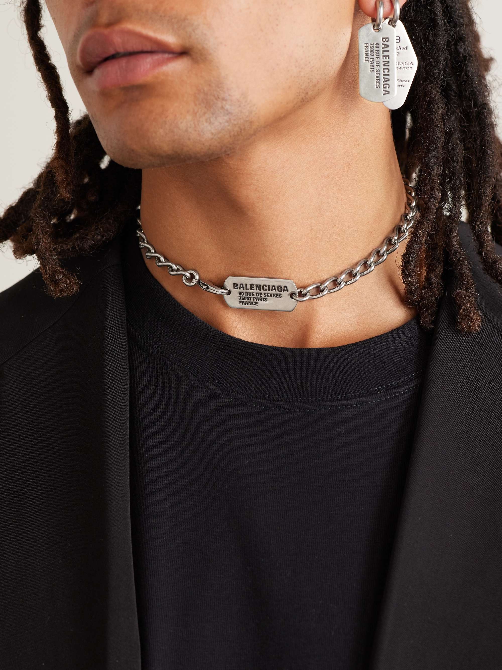 BALENCIAGA Antiqued Silver-Tone Chain Necklace for Men | MR PORTER
