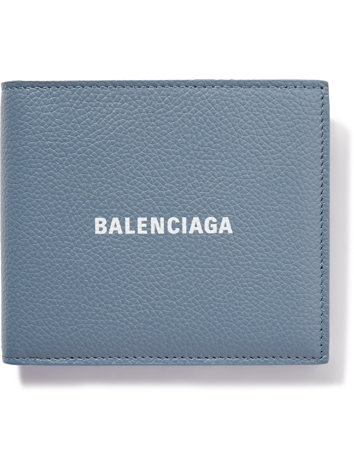 Balenciaga Logo-print Full-grain Leather Billfold Wallet In Blue