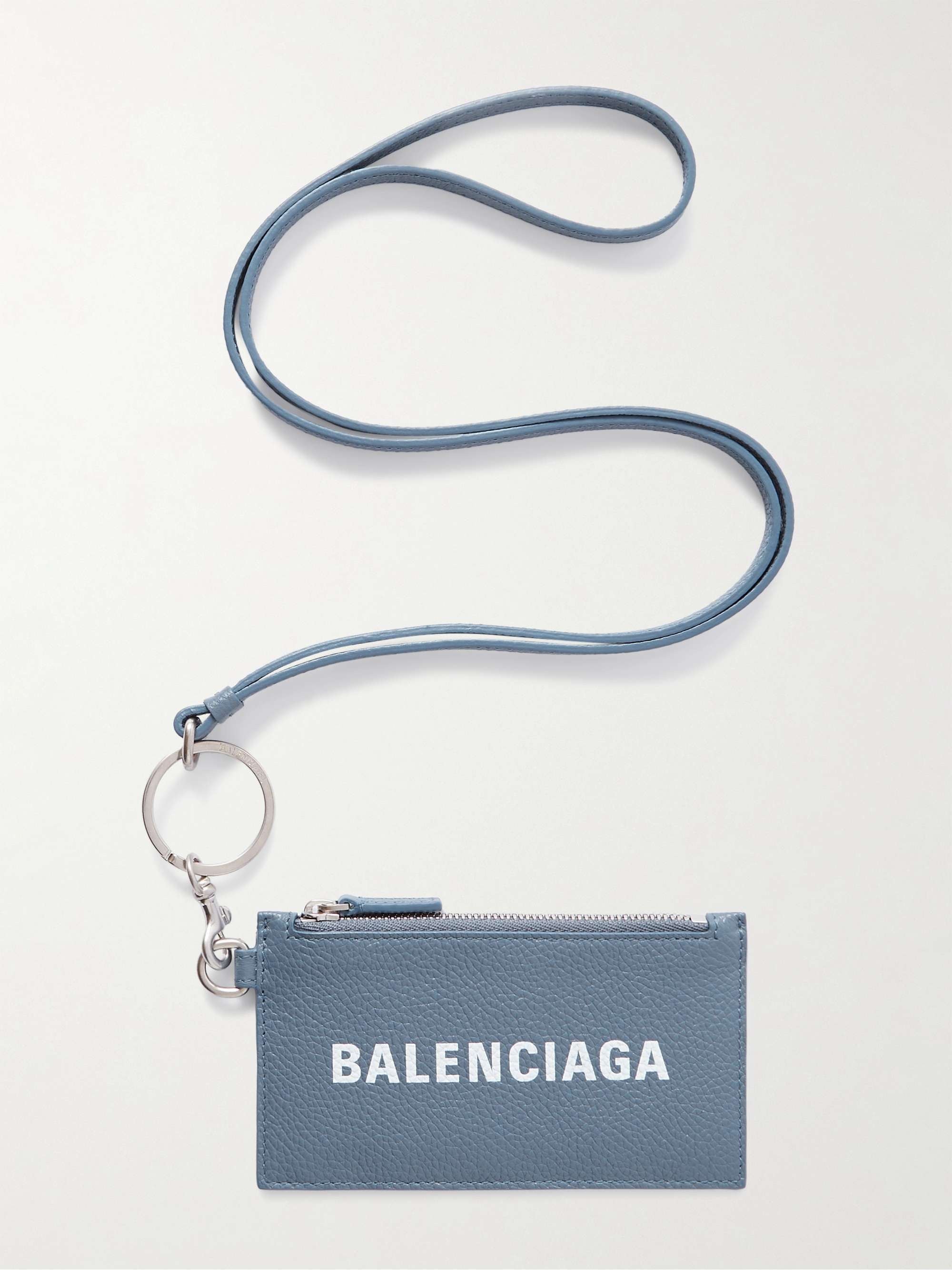 BALENCIAGA Logo-Print Full-Grain Leather Cardholder with Lanyard for Men |  MR PORTER