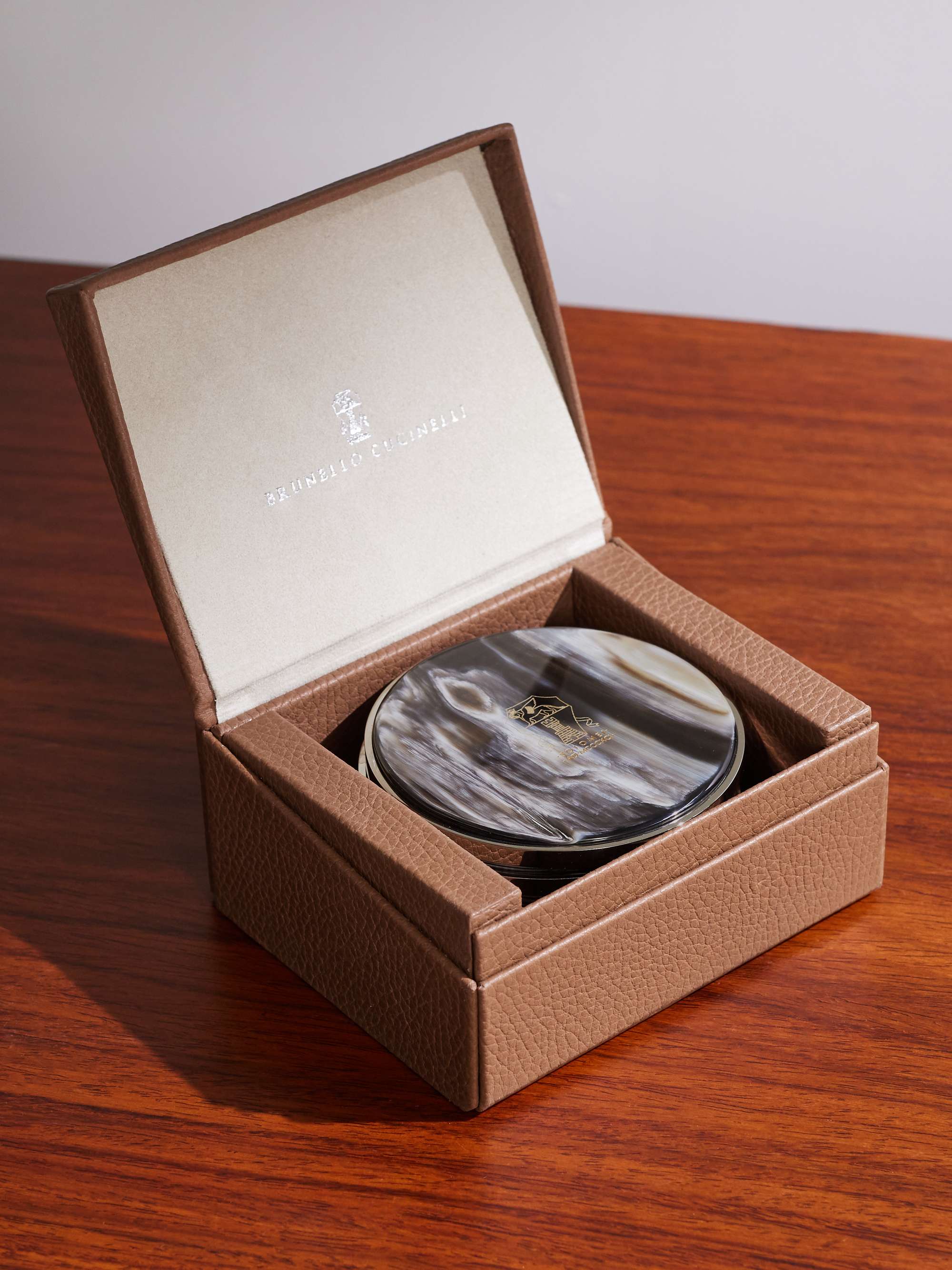 BRUNELLO CUCINELLI Set of Six Horn and Silver-Tone Coasters for Men ...