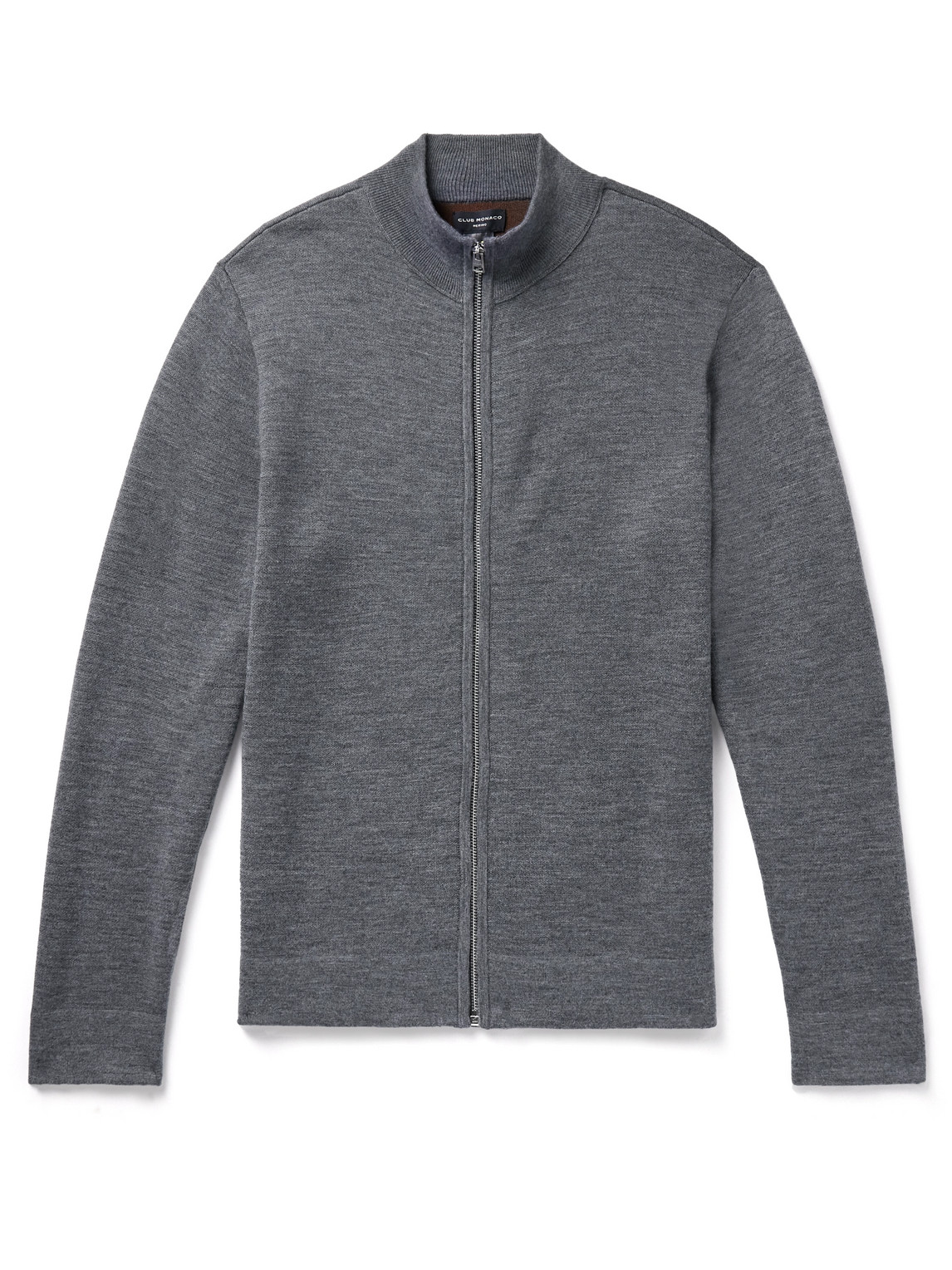 Club Monaco Slim-fit Double-faced Wool Zip-up Cardigan In Grey