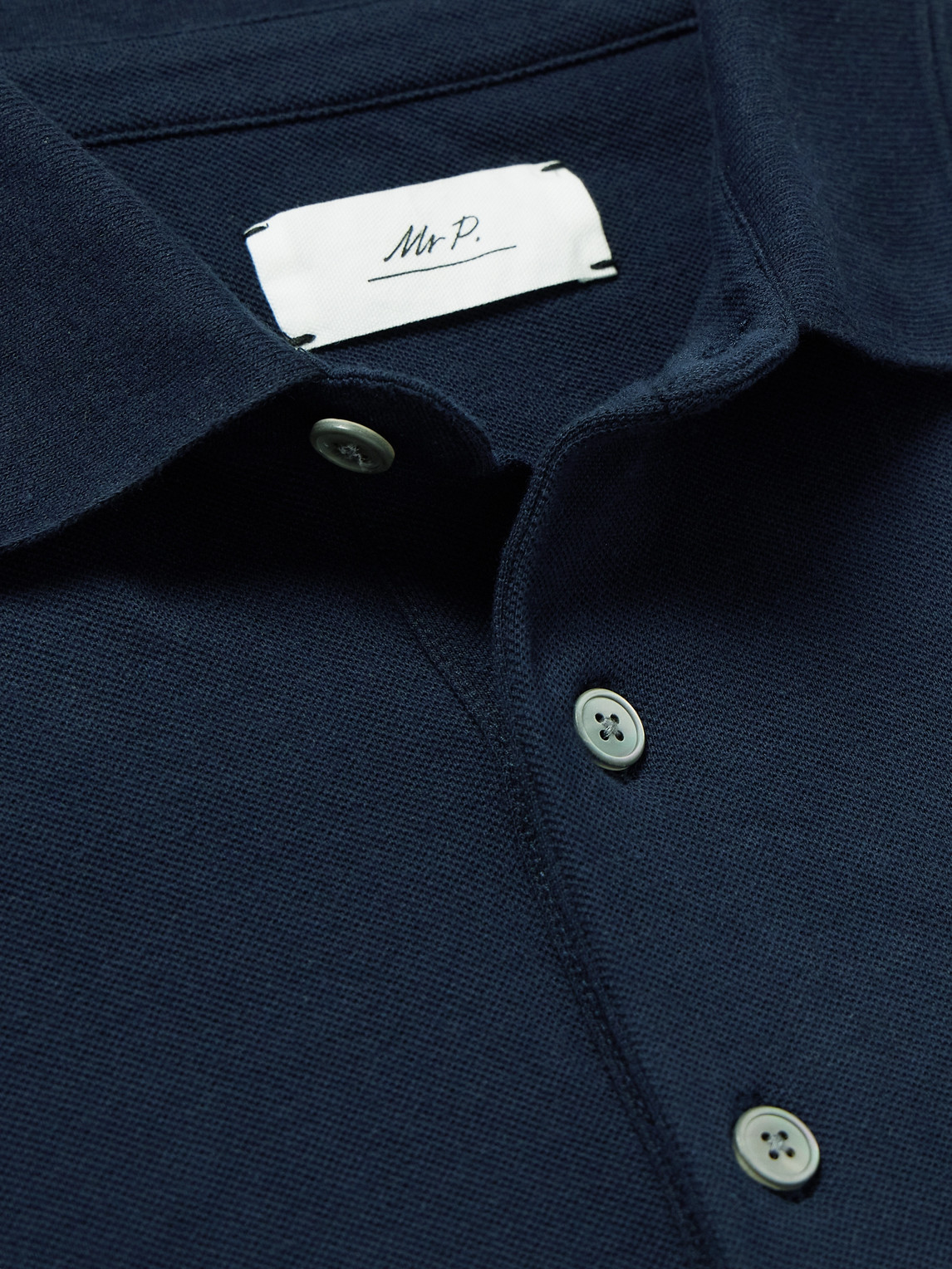 Shop Mr P Cotton-piqué Polo Shirt In Blue