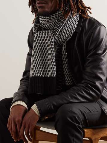 Microfiber Elegant Long Checker Mens Silk Scarf - Designer neck