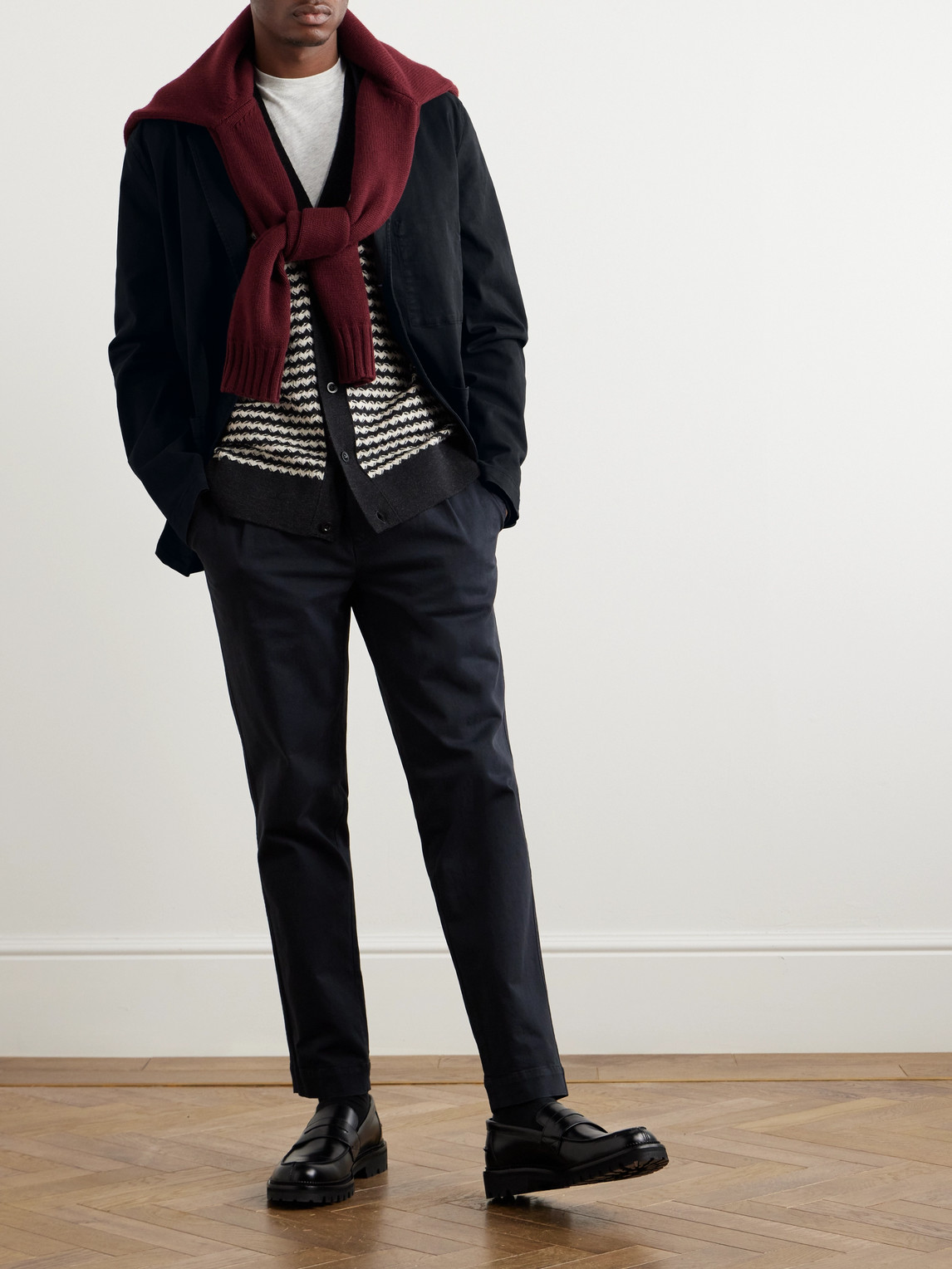 Shop Mr P Garment-dyed Cotton-blend Twill Blazer In Black