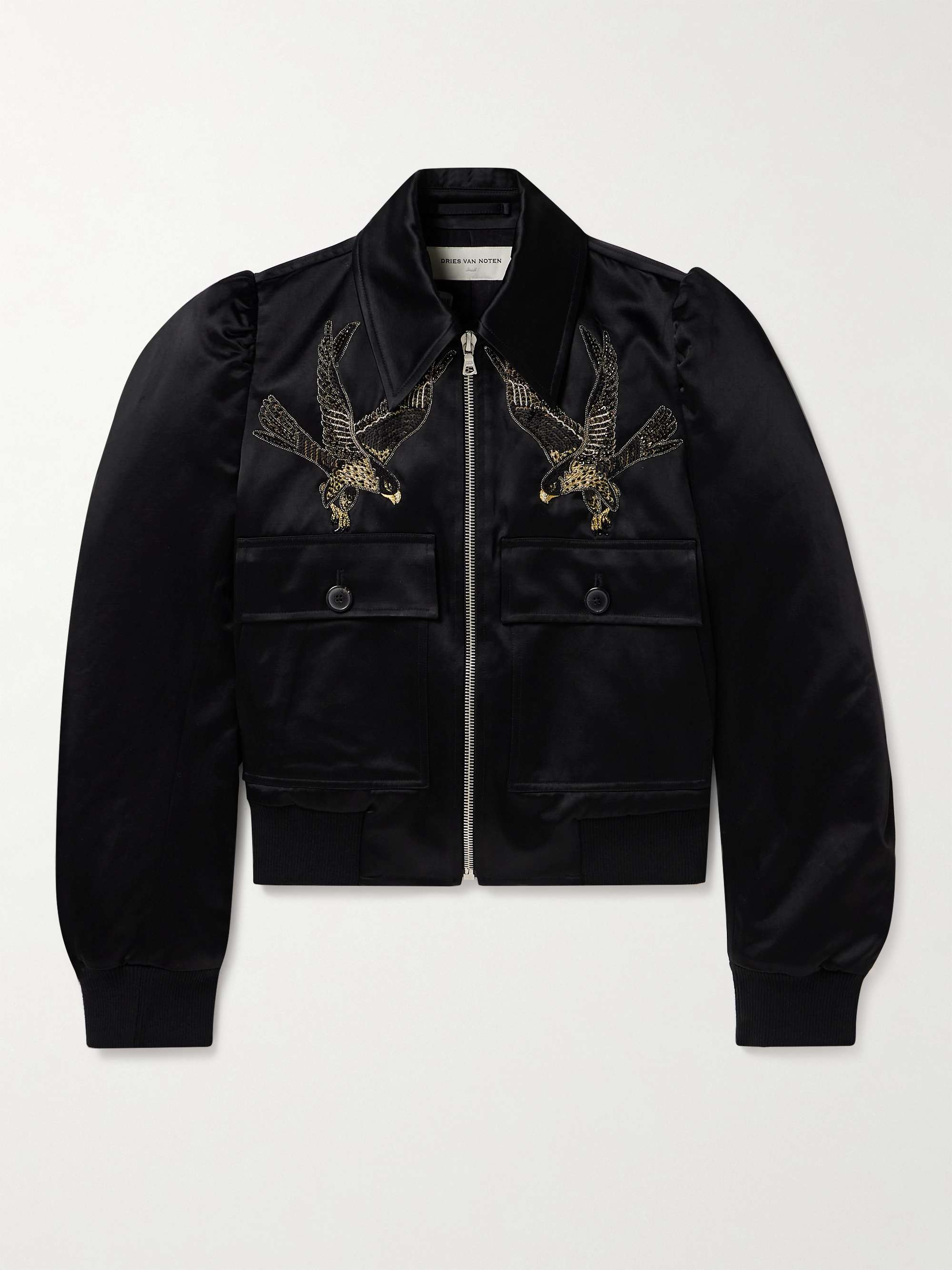 DRIES VAN NOTEN Embellished Cotton-Blend Satin Blouson Jacket for Men | MR  PORTER