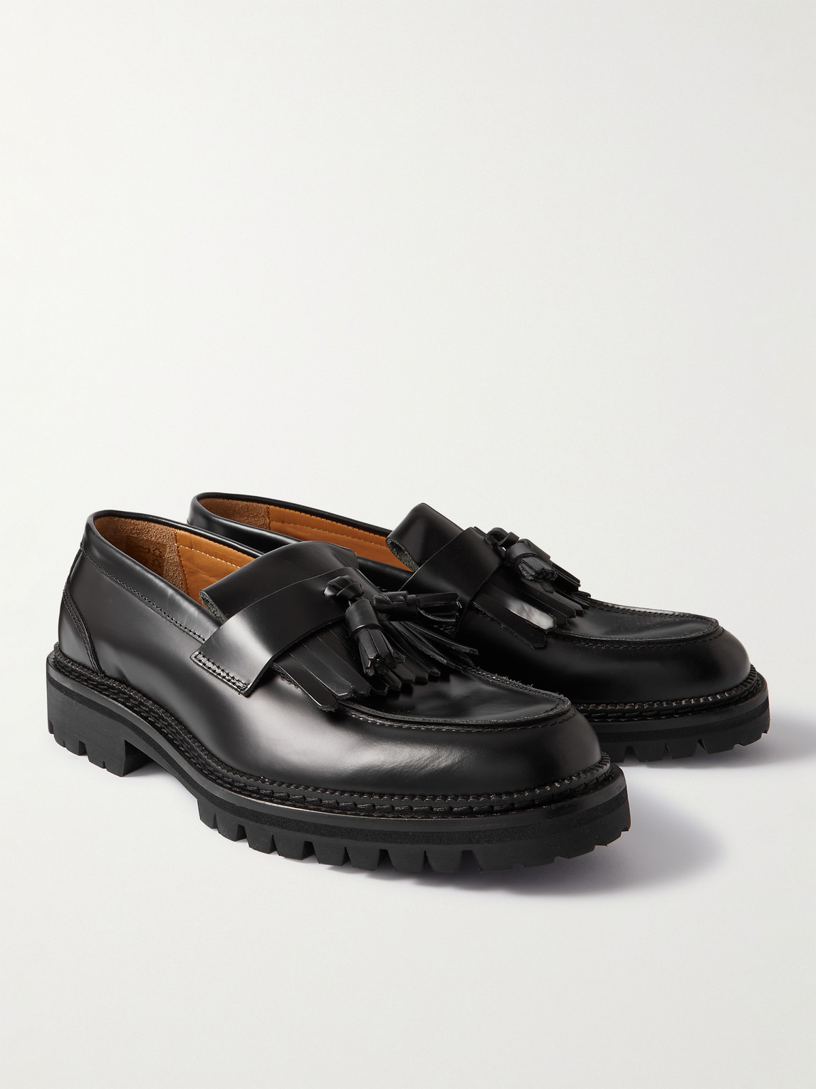 Shop Mr P Jacques Fringed Tasselled Leather Loafers In Black