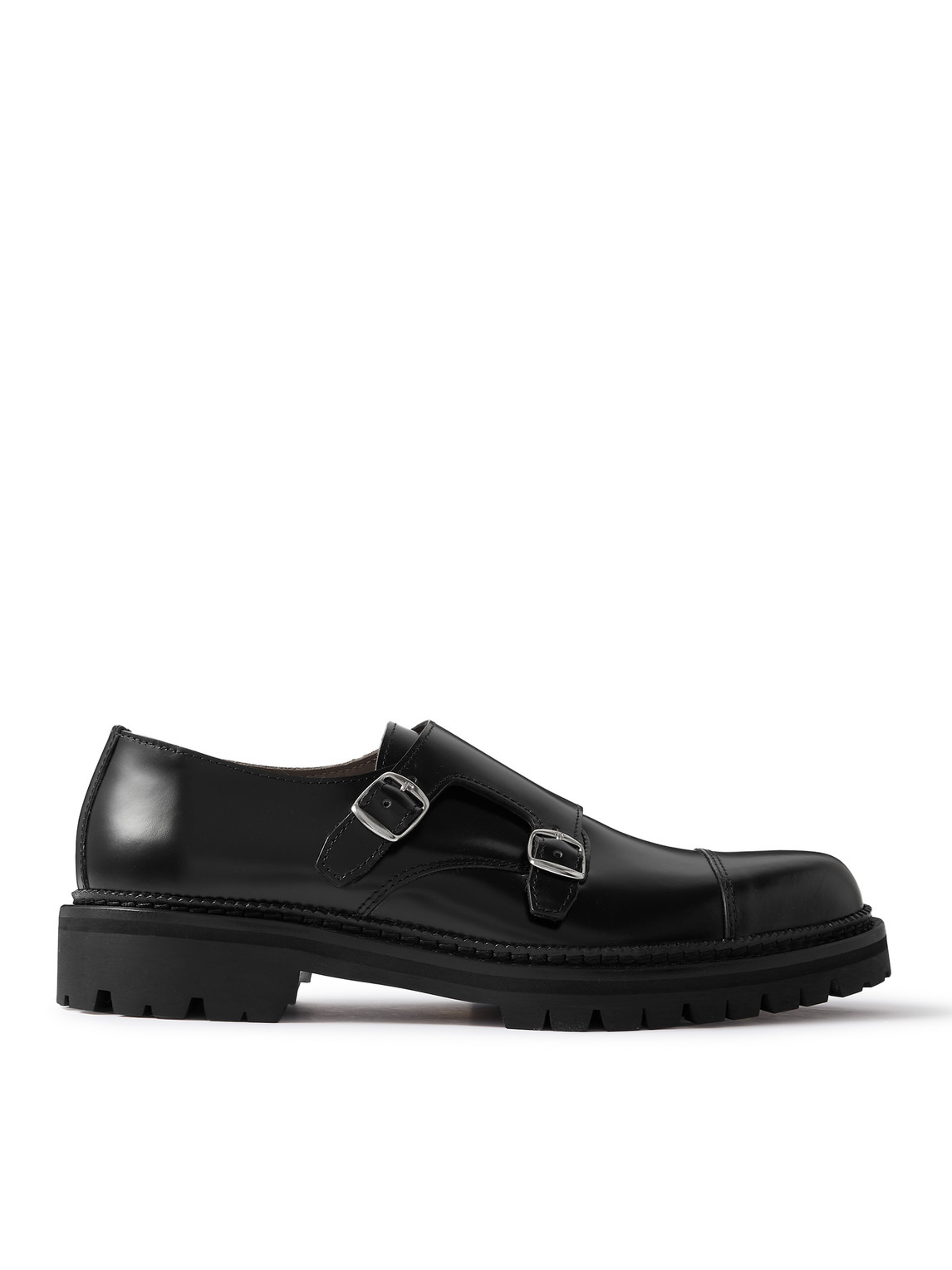 Mr P Olie Leather Monk-strap Shoes In Black