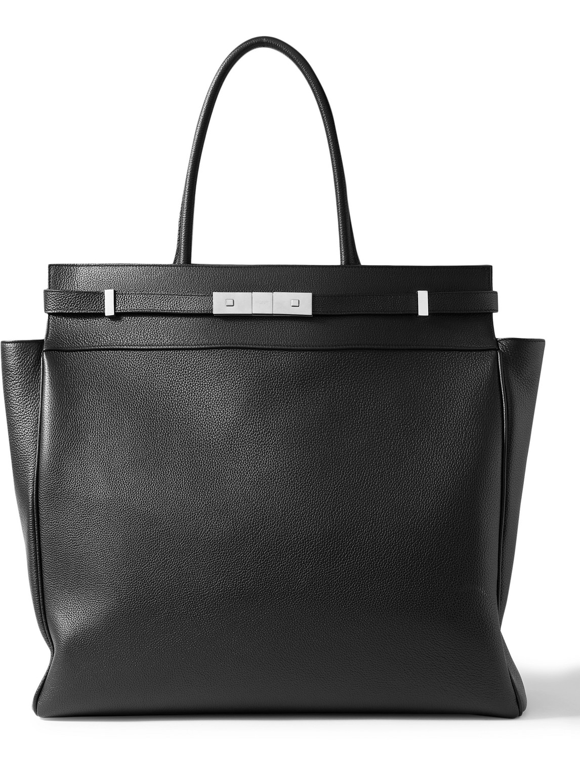 Saint Laurent Manhattan Full-grain Leather Tote Bag In Black