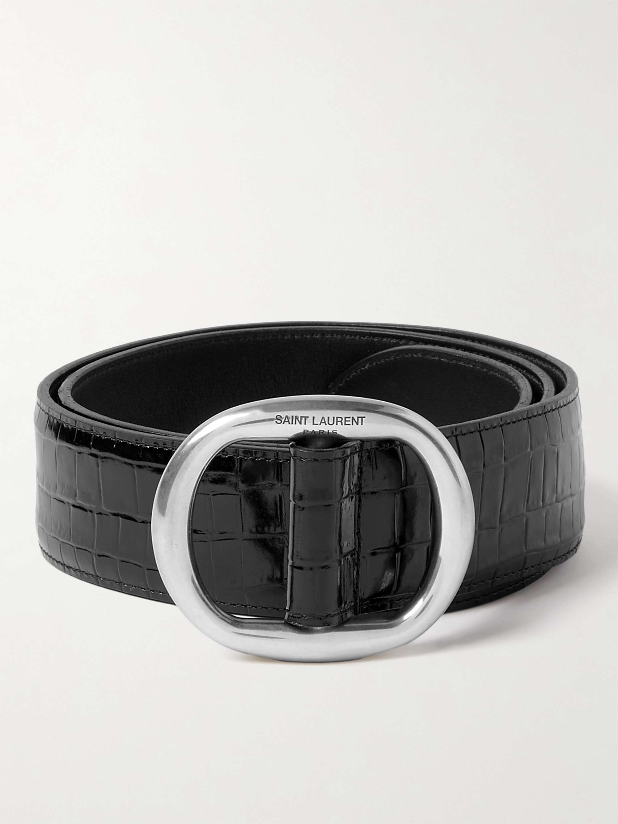 4cm Croc-Effect Patent-Leather Belt
