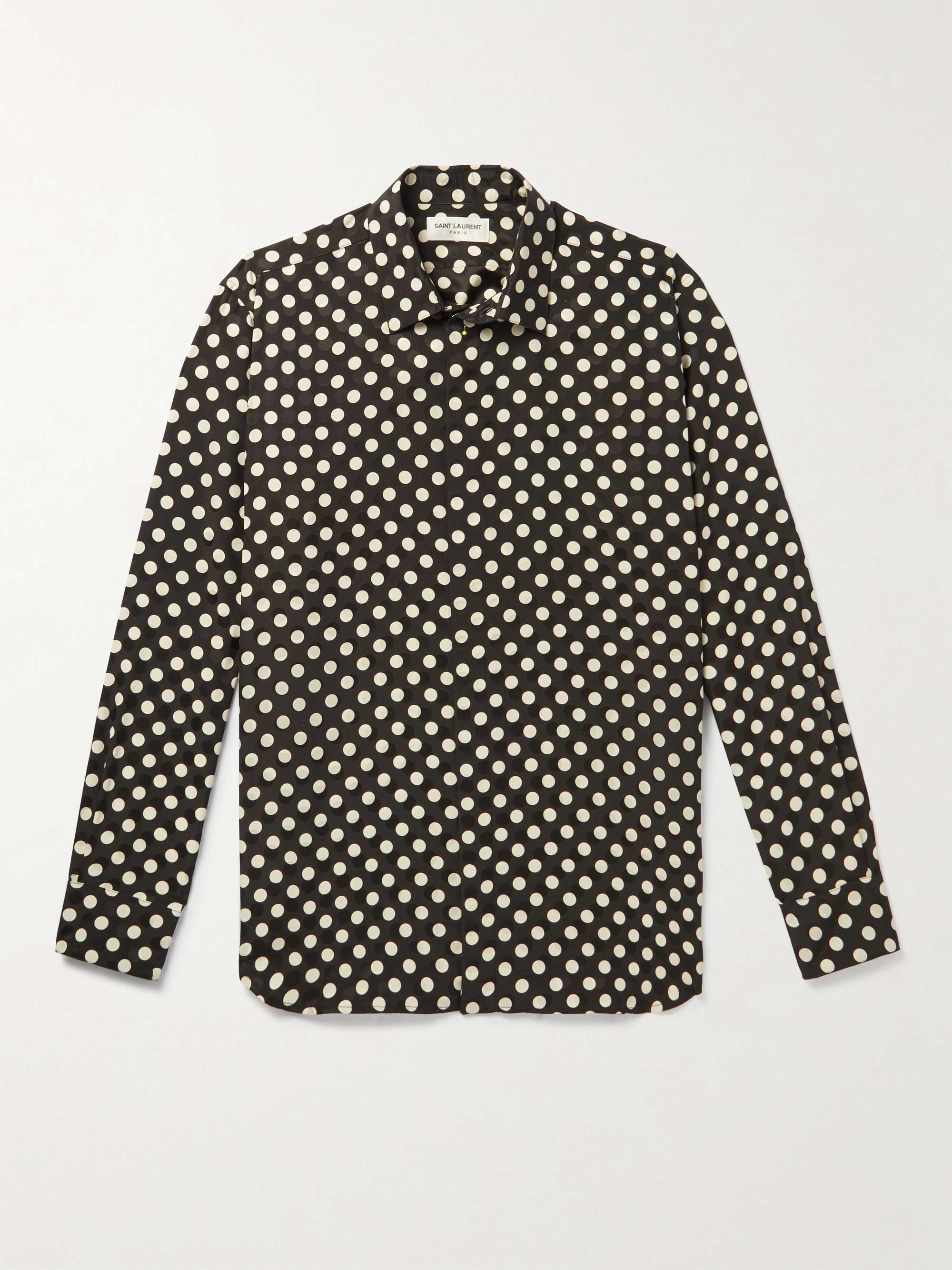 SAINT LAURENT Polka-Dot Silk-Jacquard Shirt for Men | MR PORTER