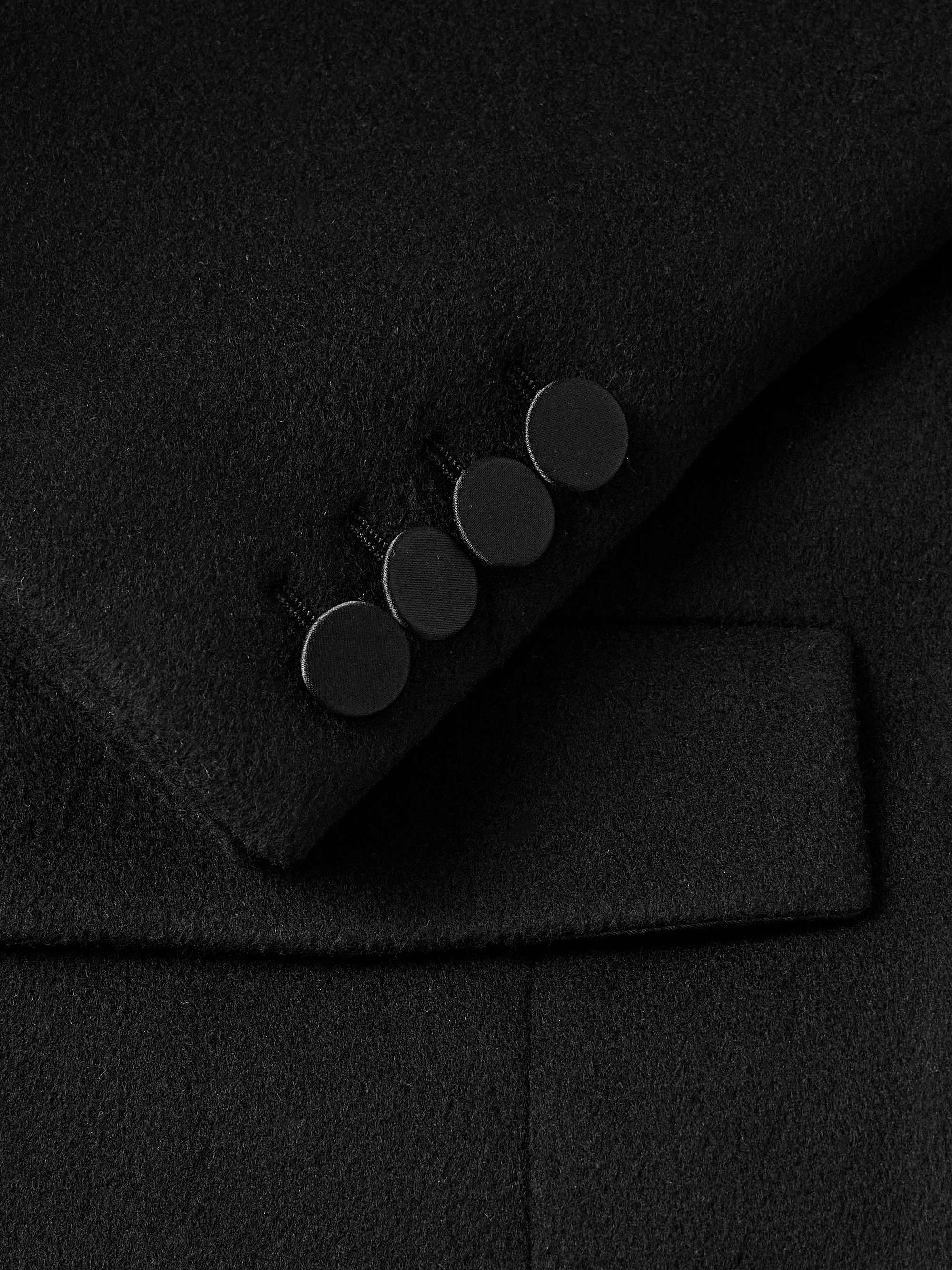 SAINT LAURENT Double-Breasted Satin-Trimmed Wool Coat for Men | MR PORTER