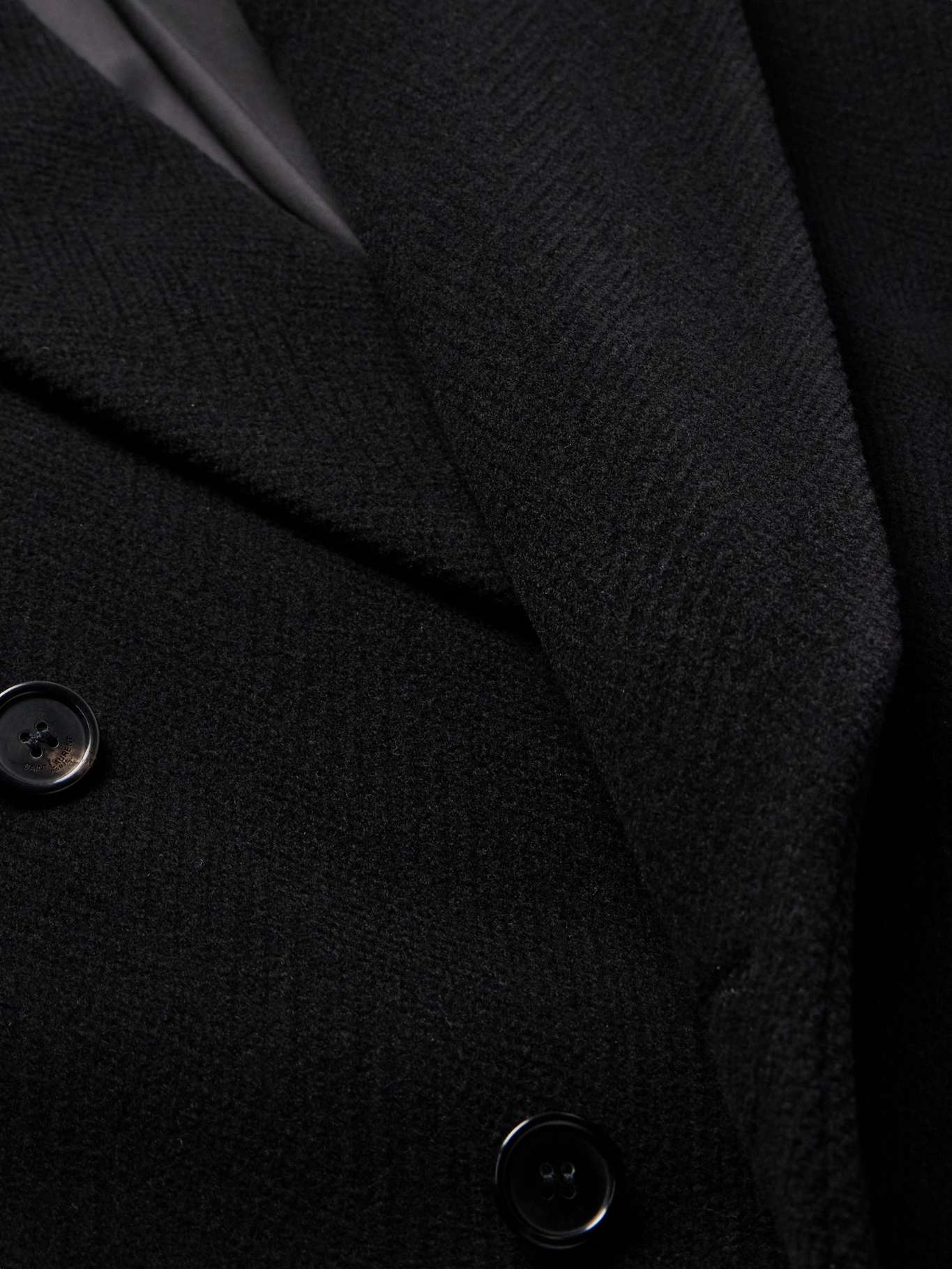 SAINT LAURENT Double-Breasted Herringbone Wool Overcoat for Men | MR PORTER