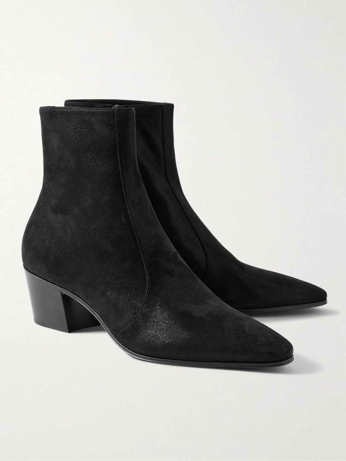 Shop Saint Laurent Vassili Suede Ankle Boots In Black