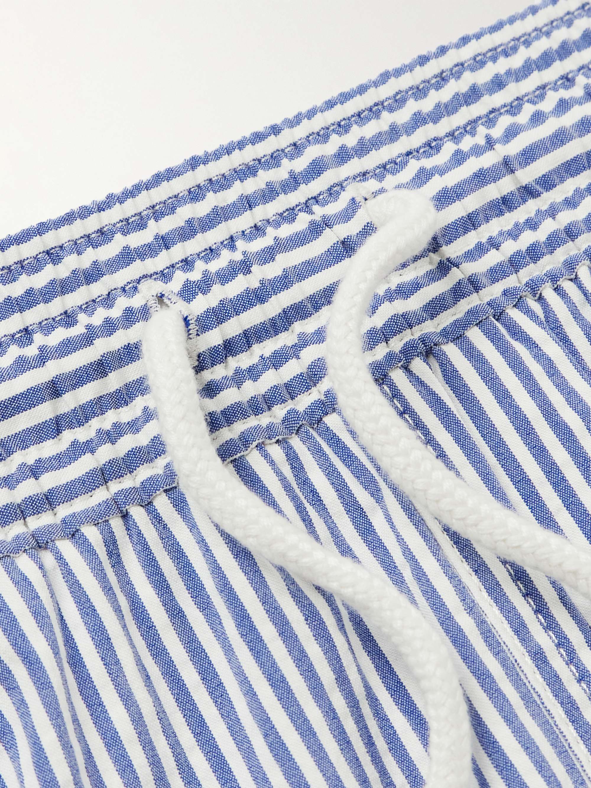 POLO RALPH LAUREN Mid-Length Straight-Leg Striped Cotton-Blend Seersucker  Swim Shorts for Men | MR PORTER