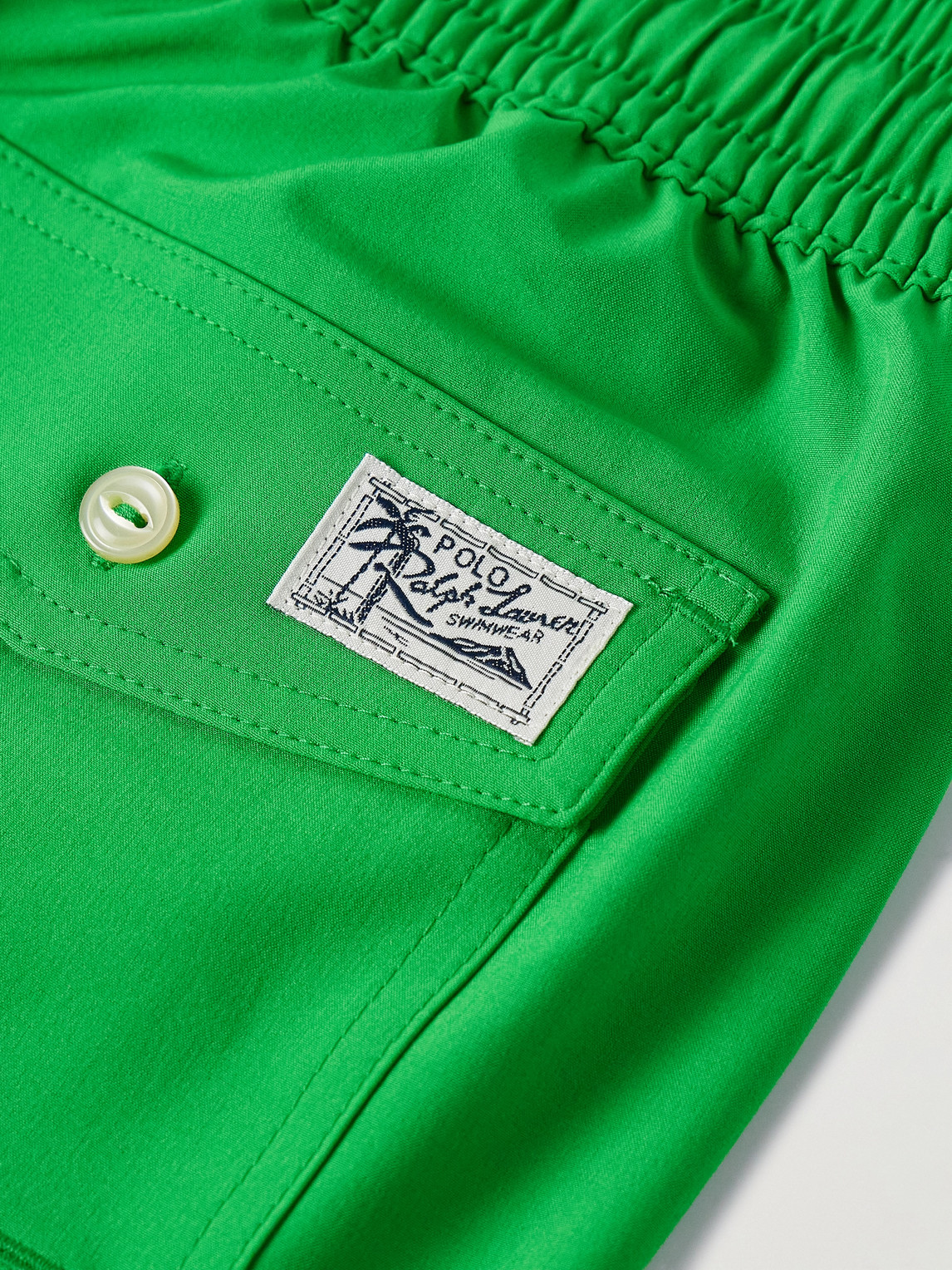 Shop Polo Ralph Lauren Traveler Straight-leg Mid-length Recycled Swim Shorts In Green