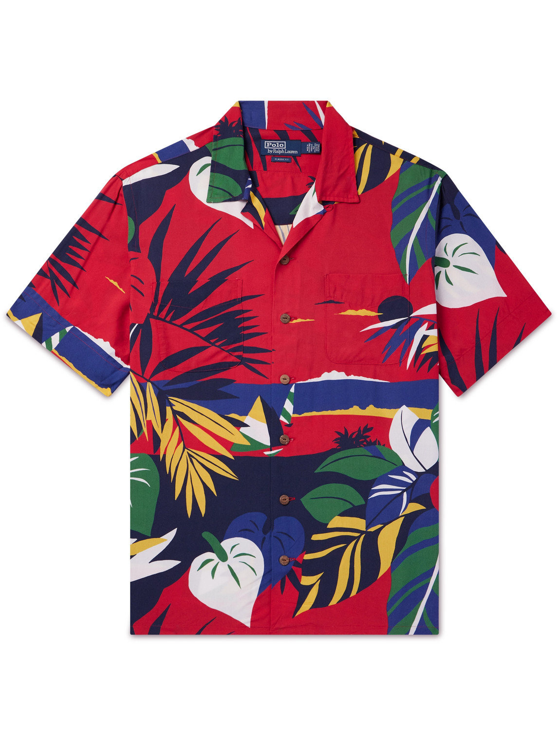 Polo Ralph Lauren Hoffman Fabrics Clady Convertible-collar Printed Woven Shirt In Red