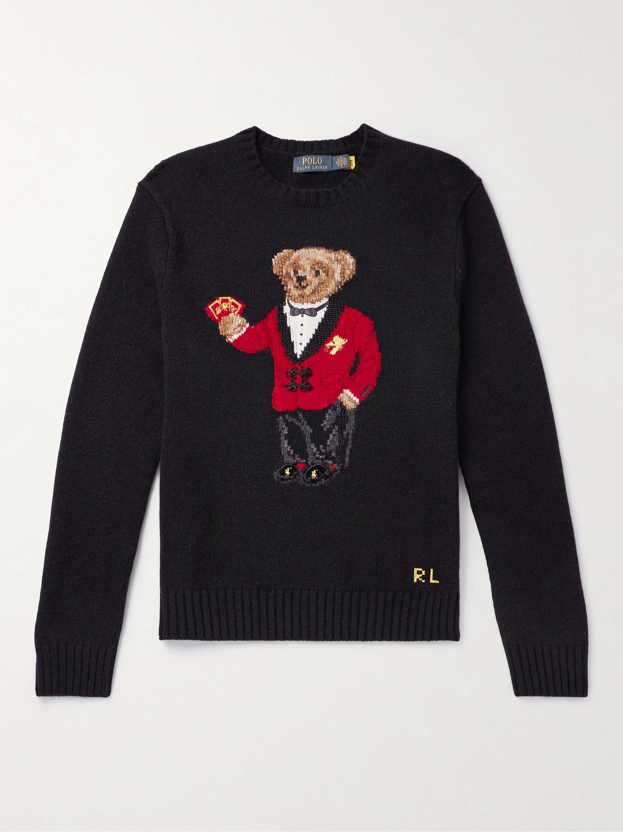 POLO RALPH LAUREN Embroidered Intarsia Wool Sweater for Men | MR PORTER