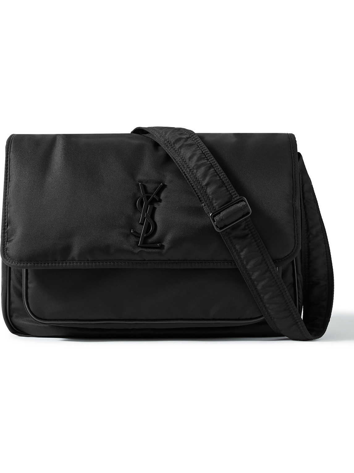 Saint Laurent Niki Leather-trimmed Nylon Messenger Bag In Black