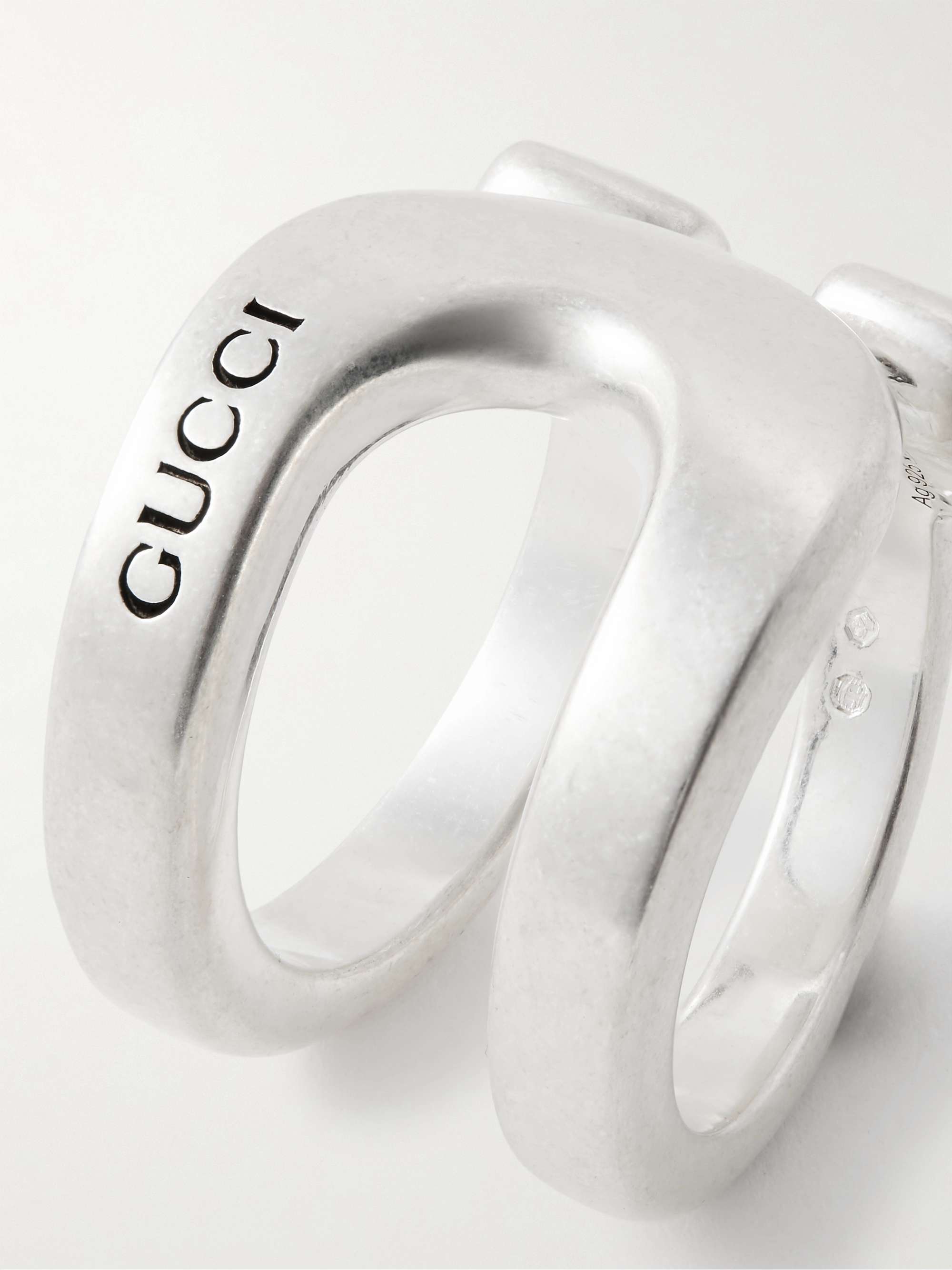 GUCCI Logo-Engraved Sterling Silver Ring for Men | MR PORTER