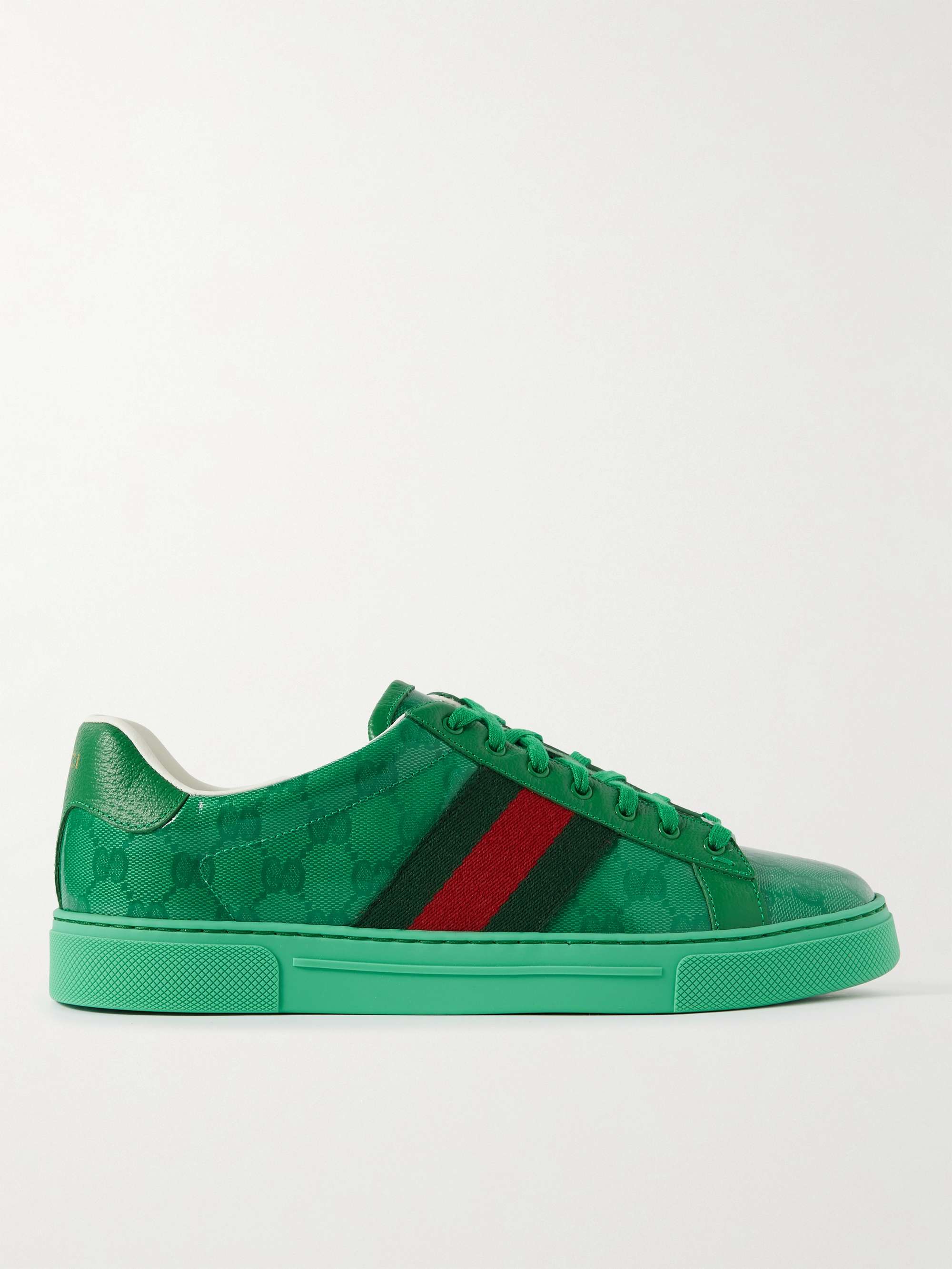 GUCCI Ace Monogrammed Leather-Trimmed Coated-Canvas Sneakers for Men | MR  PORTER