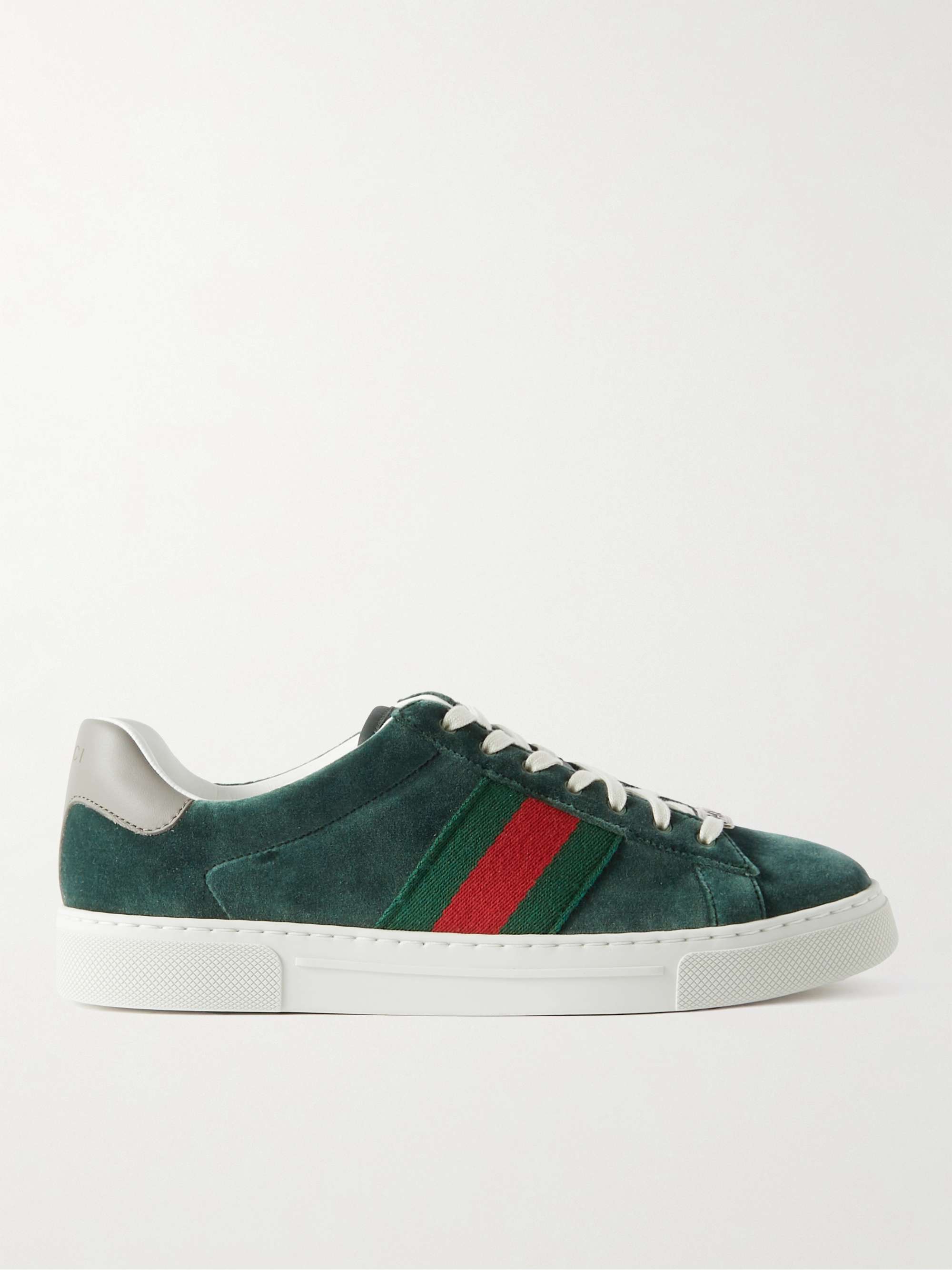 GUCCI Ace Leather-Trimmed Suede Sneakers for Men | MR PORTER