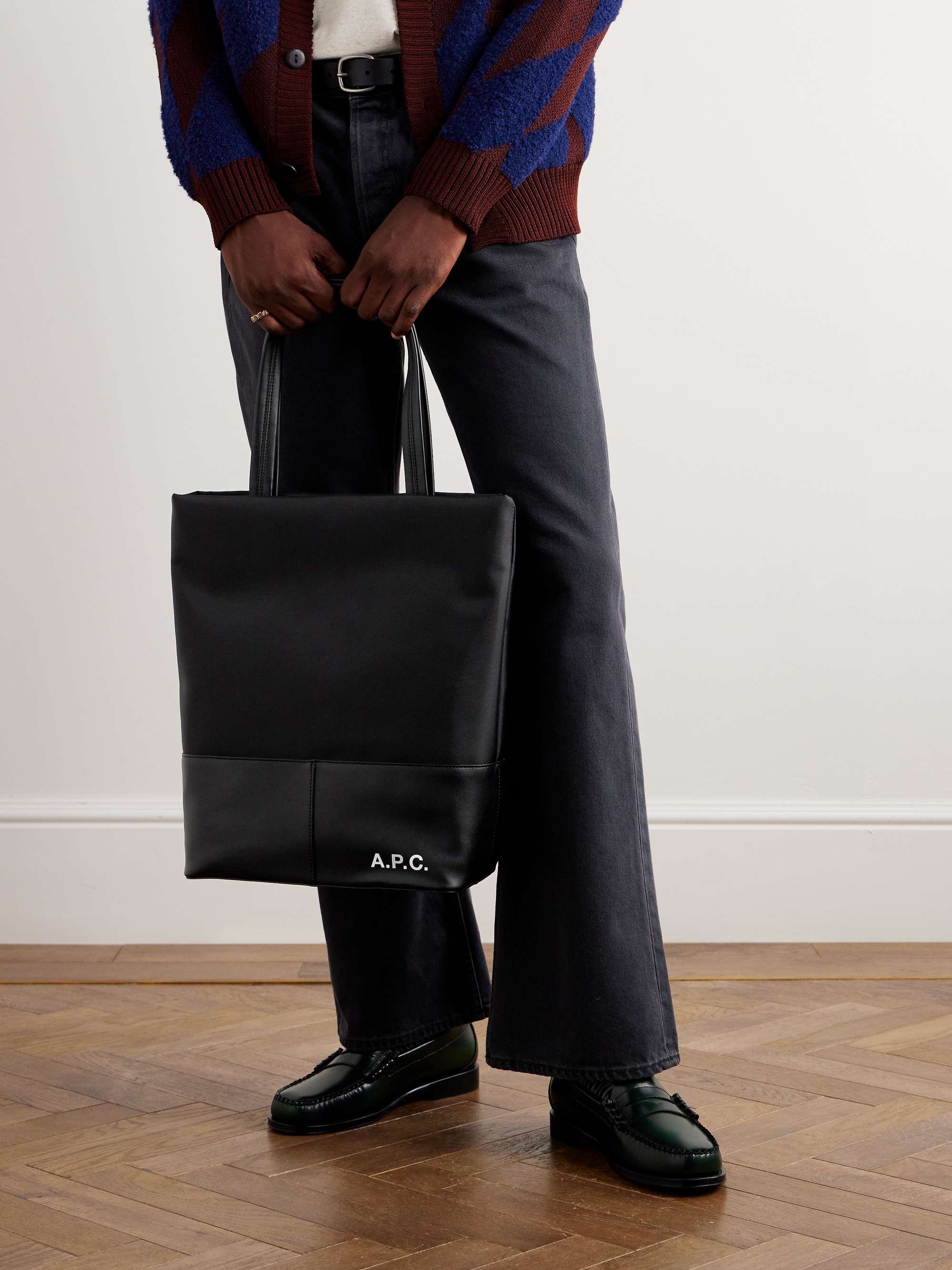 A.P.C. Camden Logo-Print Faux Leather-Trimmed Shell Tote for Men | MR PORTER
