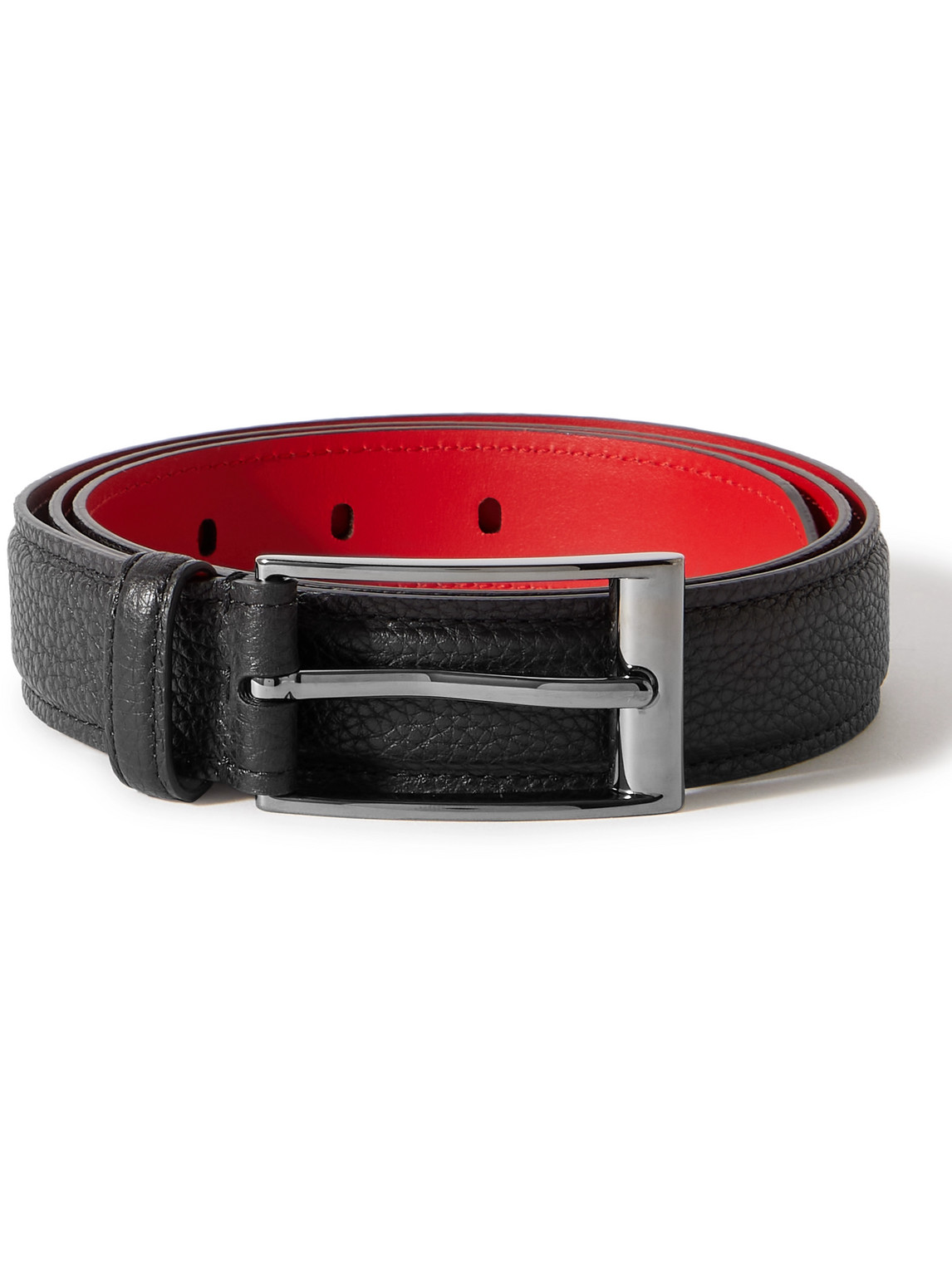 Christian Louboutin 3cm Full-grain Leather Belt In Black