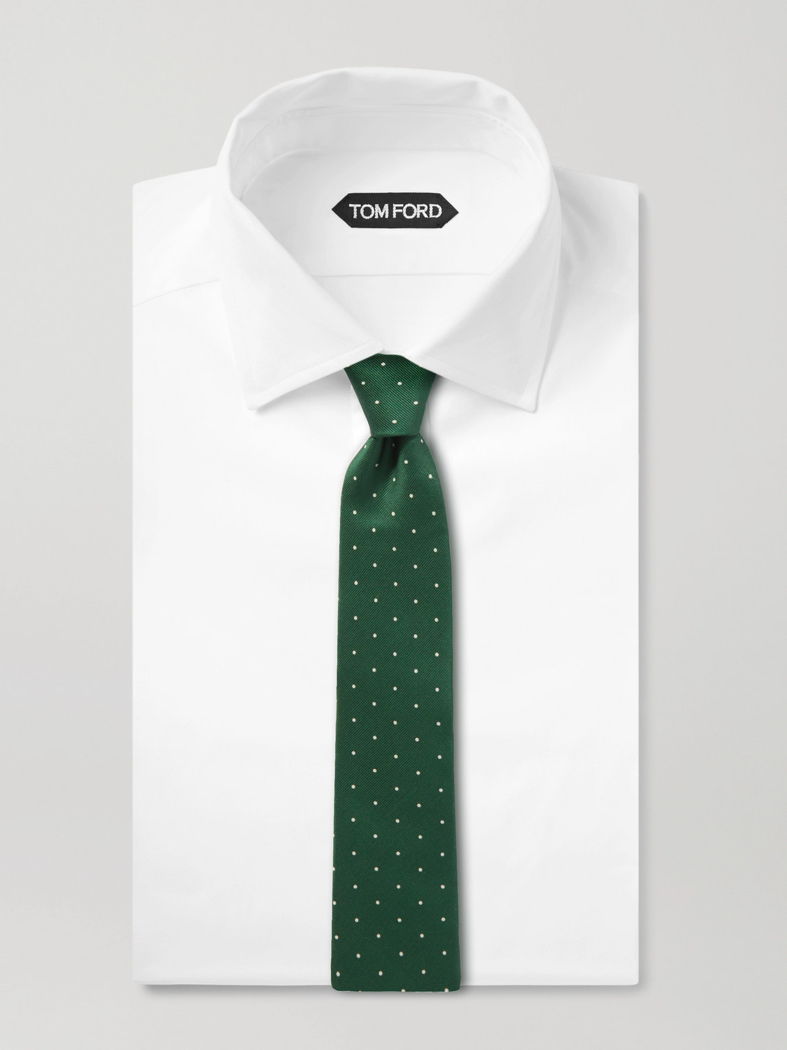 Shop Dunhill 8cm Polka-dot Mulberry Silk-twill Tie In Green