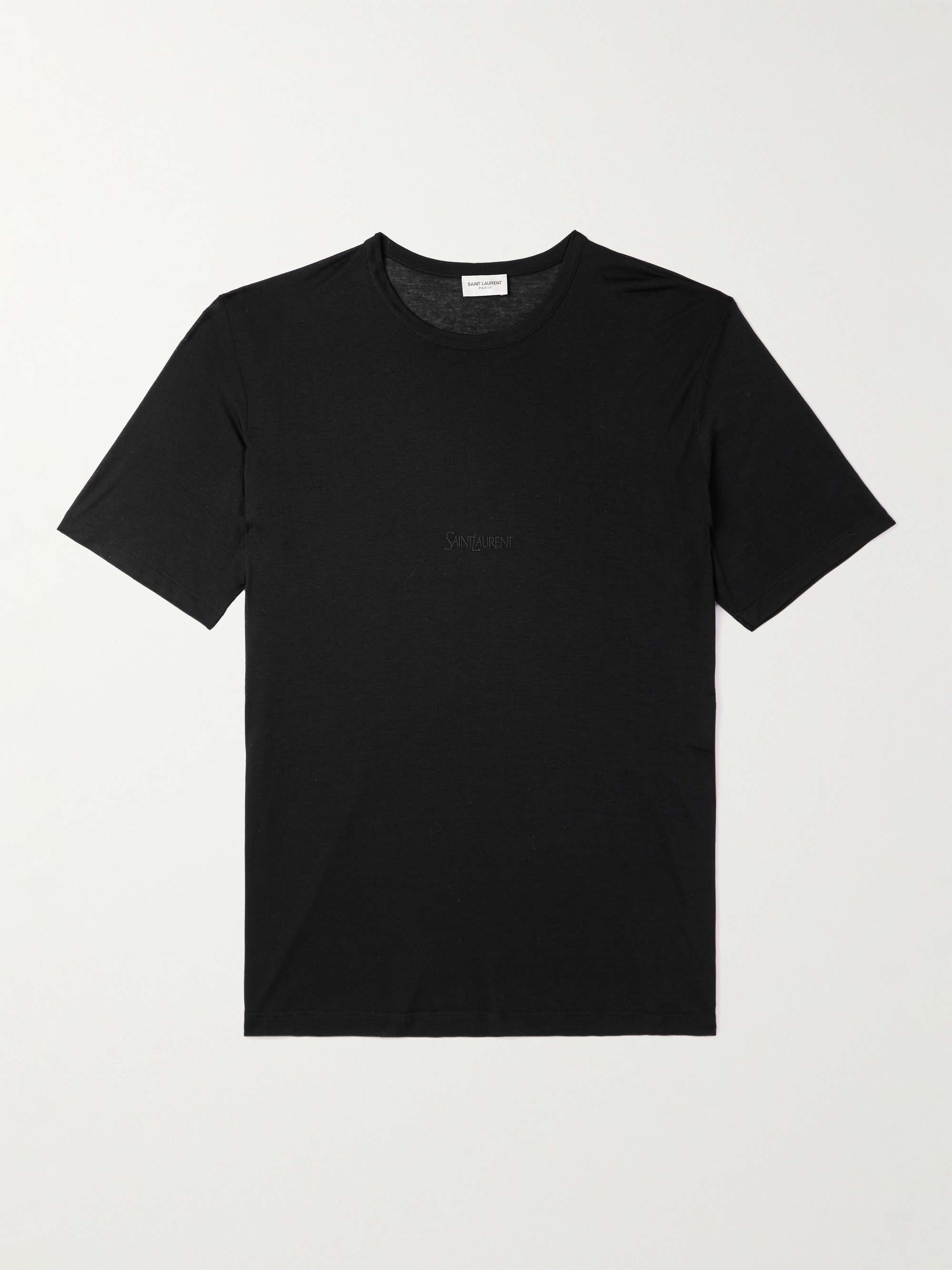 SAINT LAURENT Logo-Embroidered Jersey T-Shirt for Men | MR PORTER